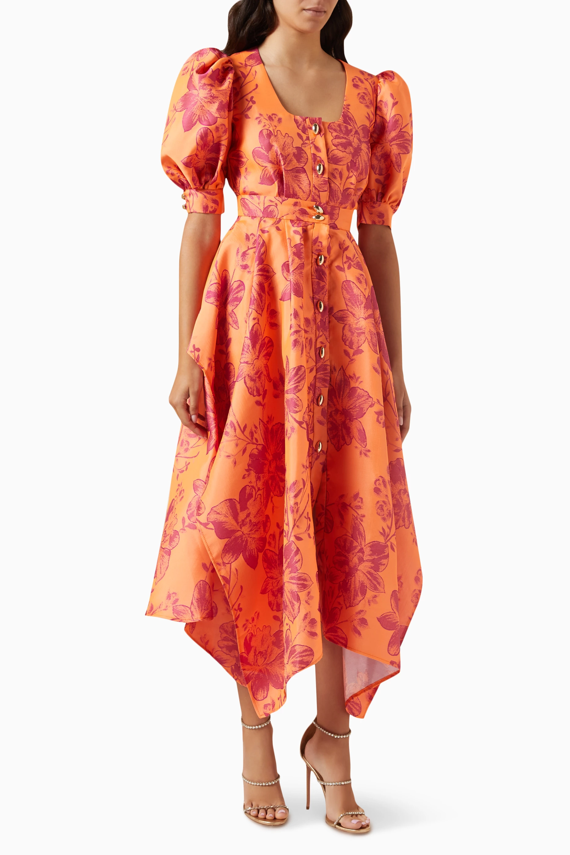 Orange tropical deals dress