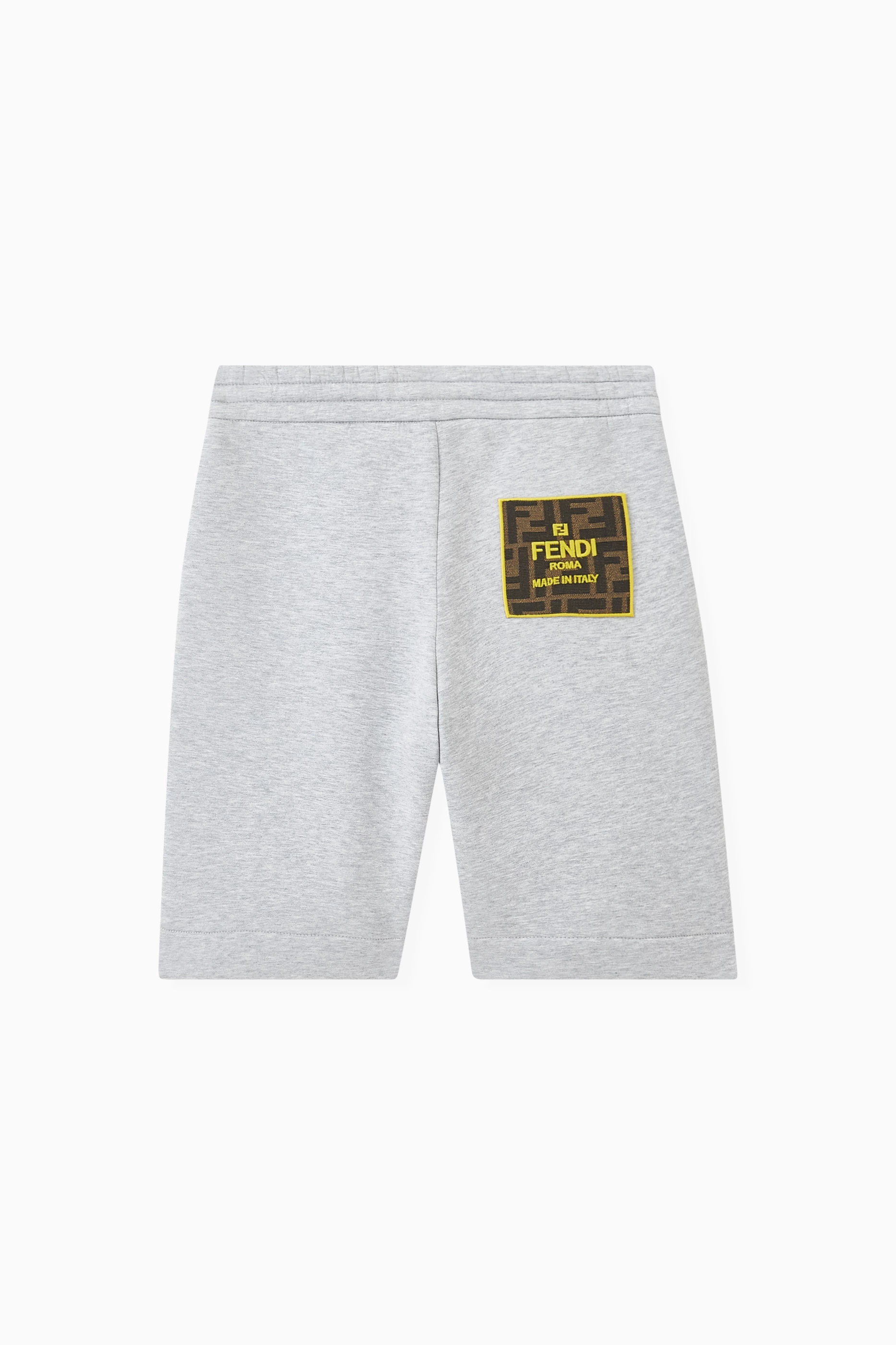 Buy Fendi Grey Logo patch Shorts in Cotton for Boys in UAE Ounass