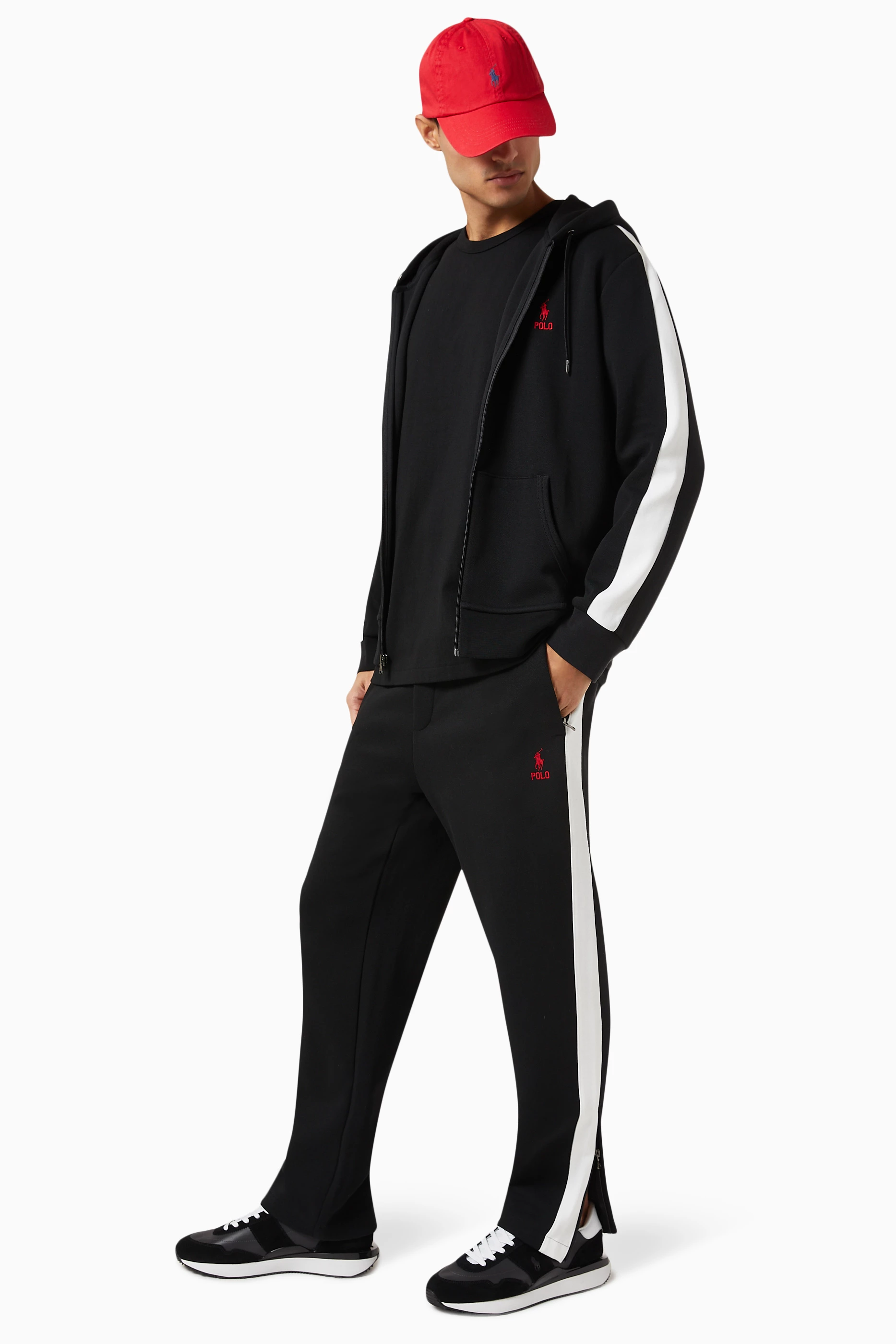 Buy Polo Ralph Lauren Black Logo Track Jacket in Cotton Blend for