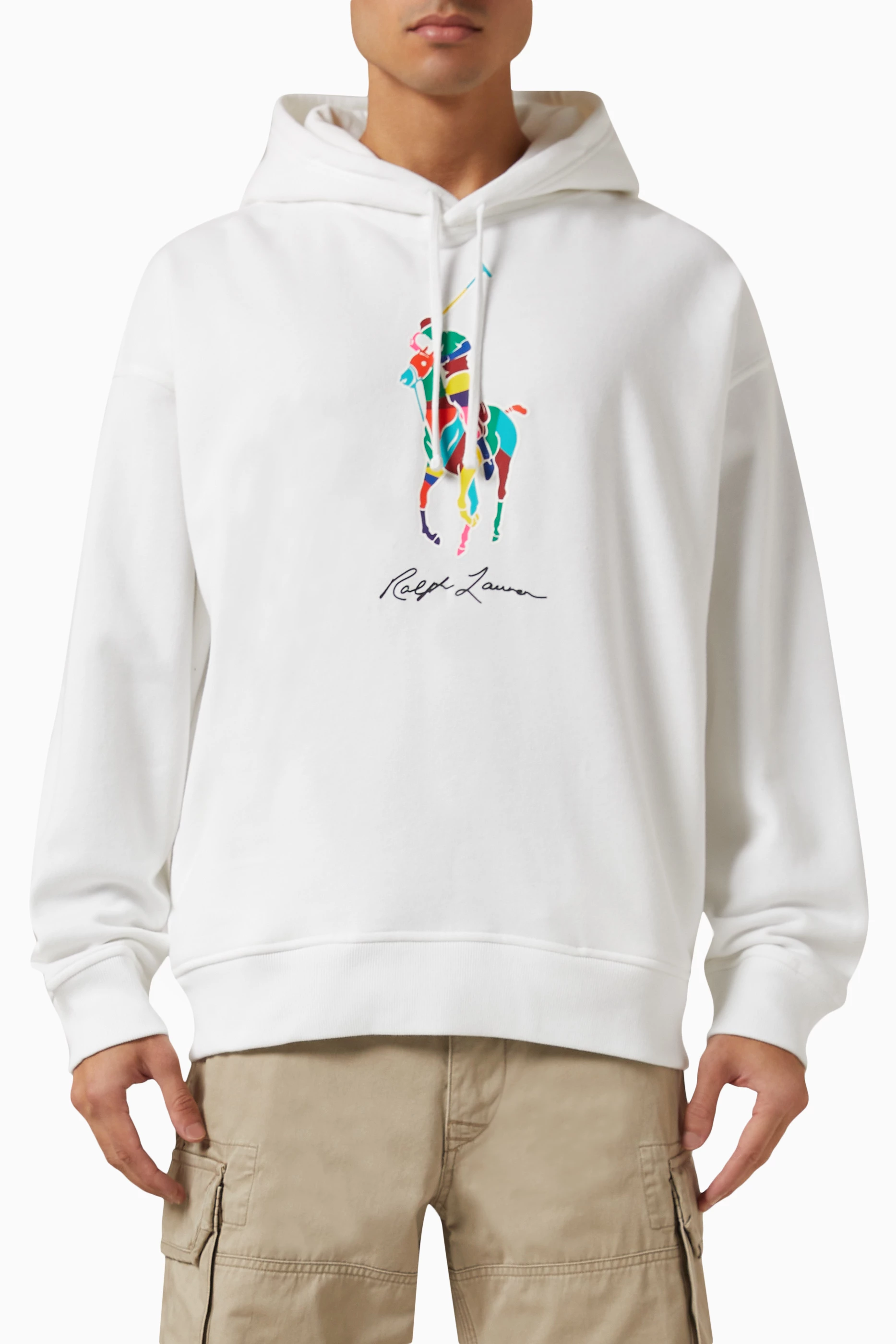 Buy Polo Ralph Lauren White Big Pony Hoodie in Cotton Blend Fleece