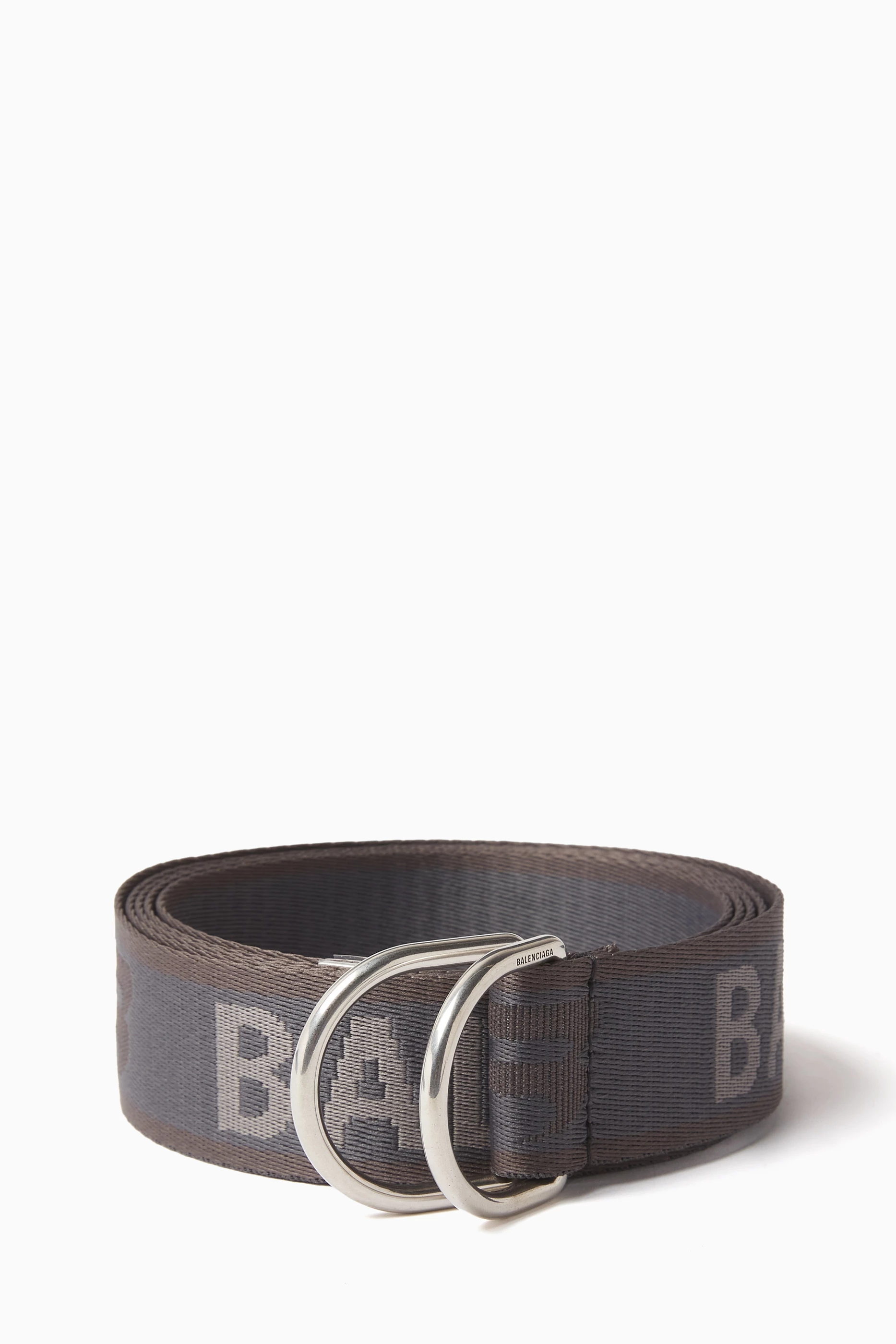 Buy Balenciaga Blue Logo Jacquard D ring Belt in Webbing for Men