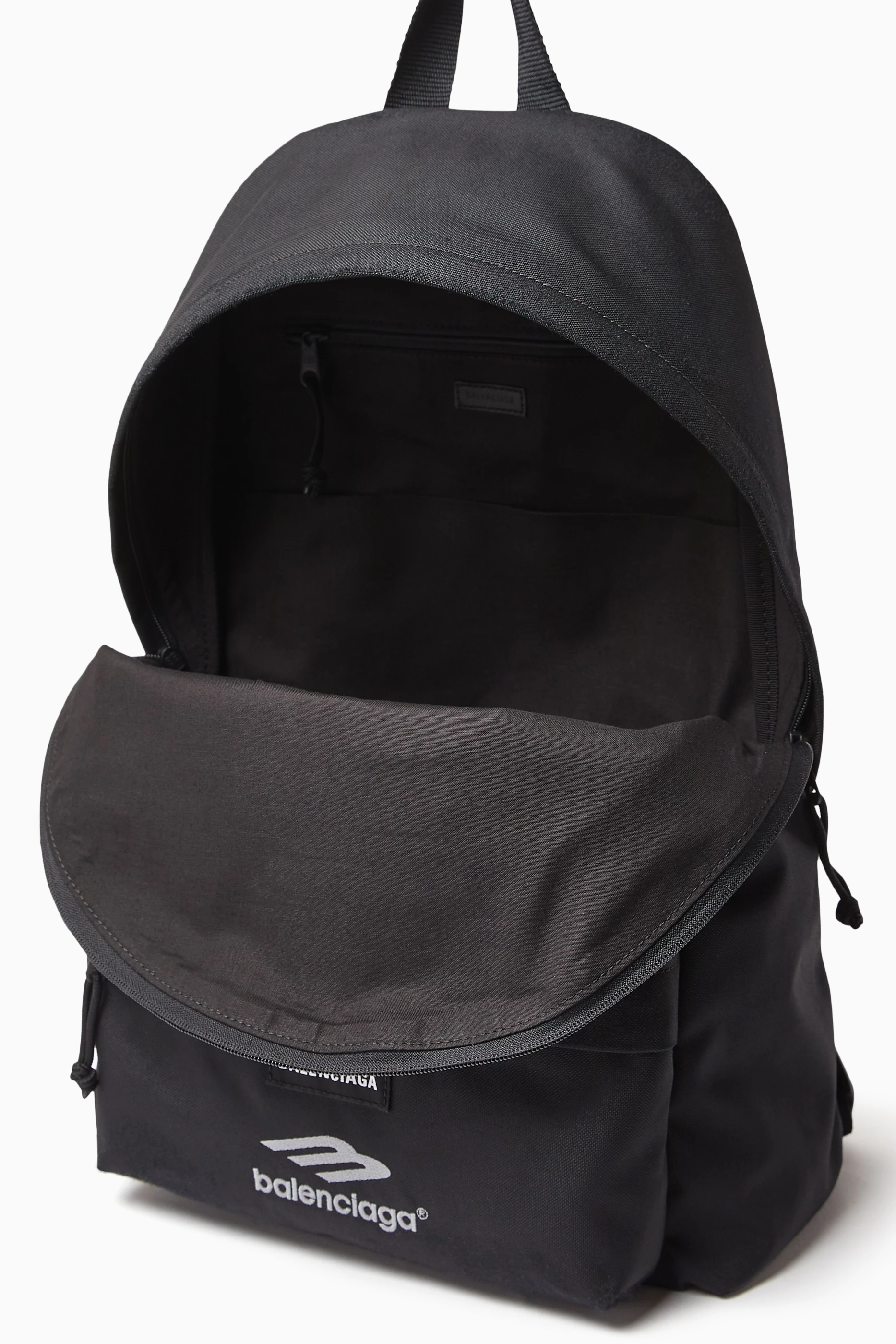 Buy Balenciaga Black Explorer Logo embroidered Backpack in Nylon for Men in UAE Ounass