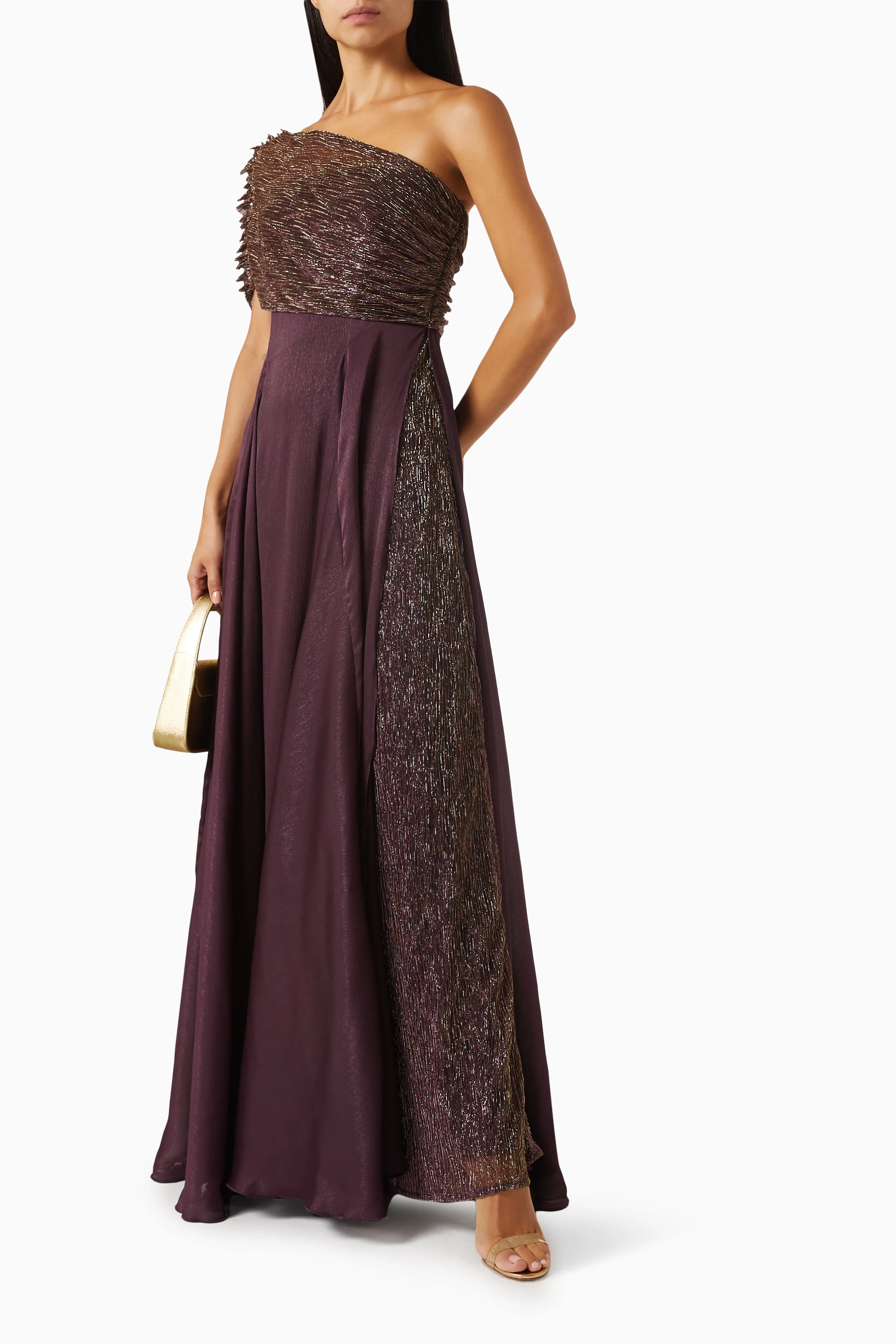 Buy NASS Purple One shoulder Maxi Dress for Women in UAE Ounass