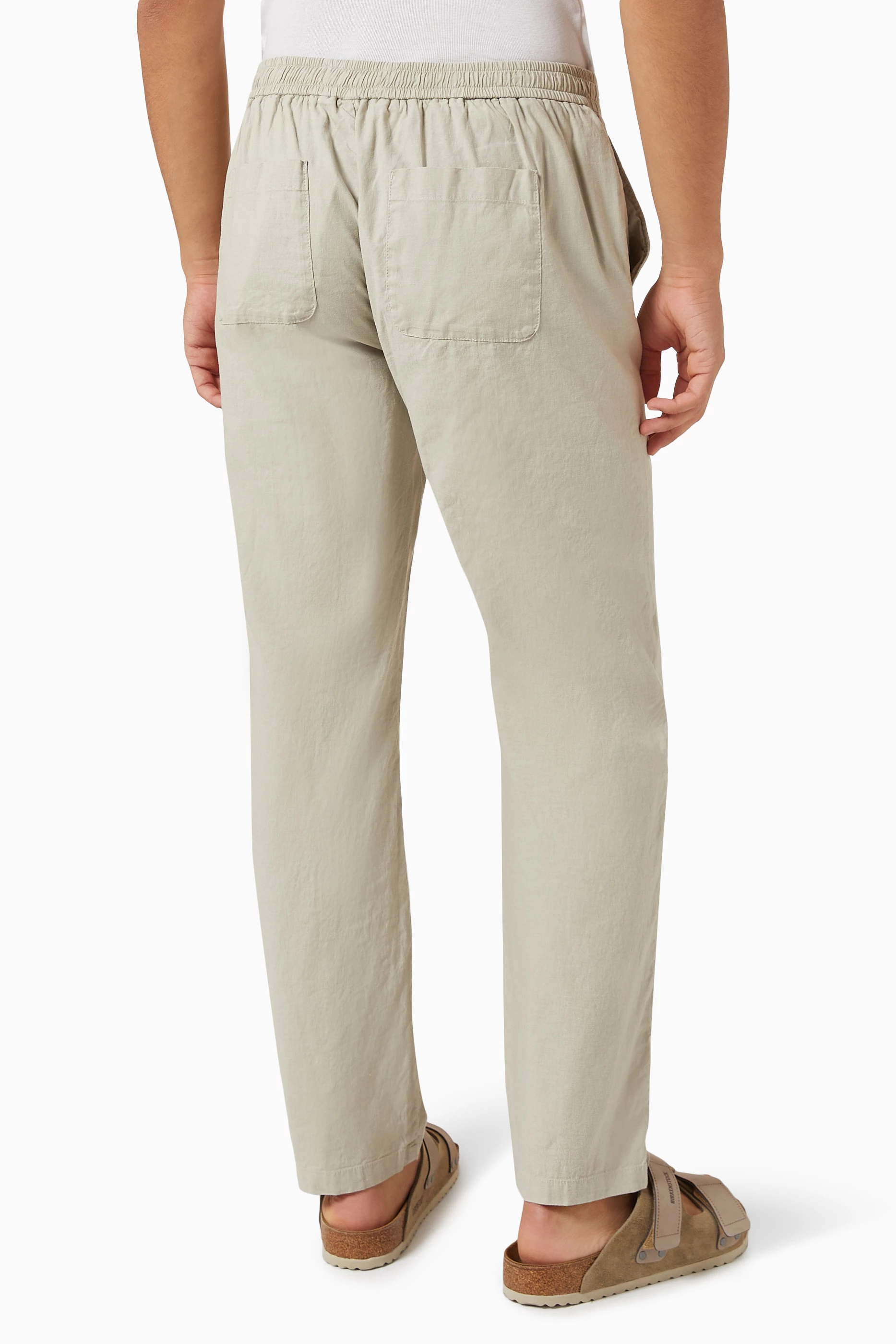 Calvin klein women's linen pant with elastic hot sale waistband