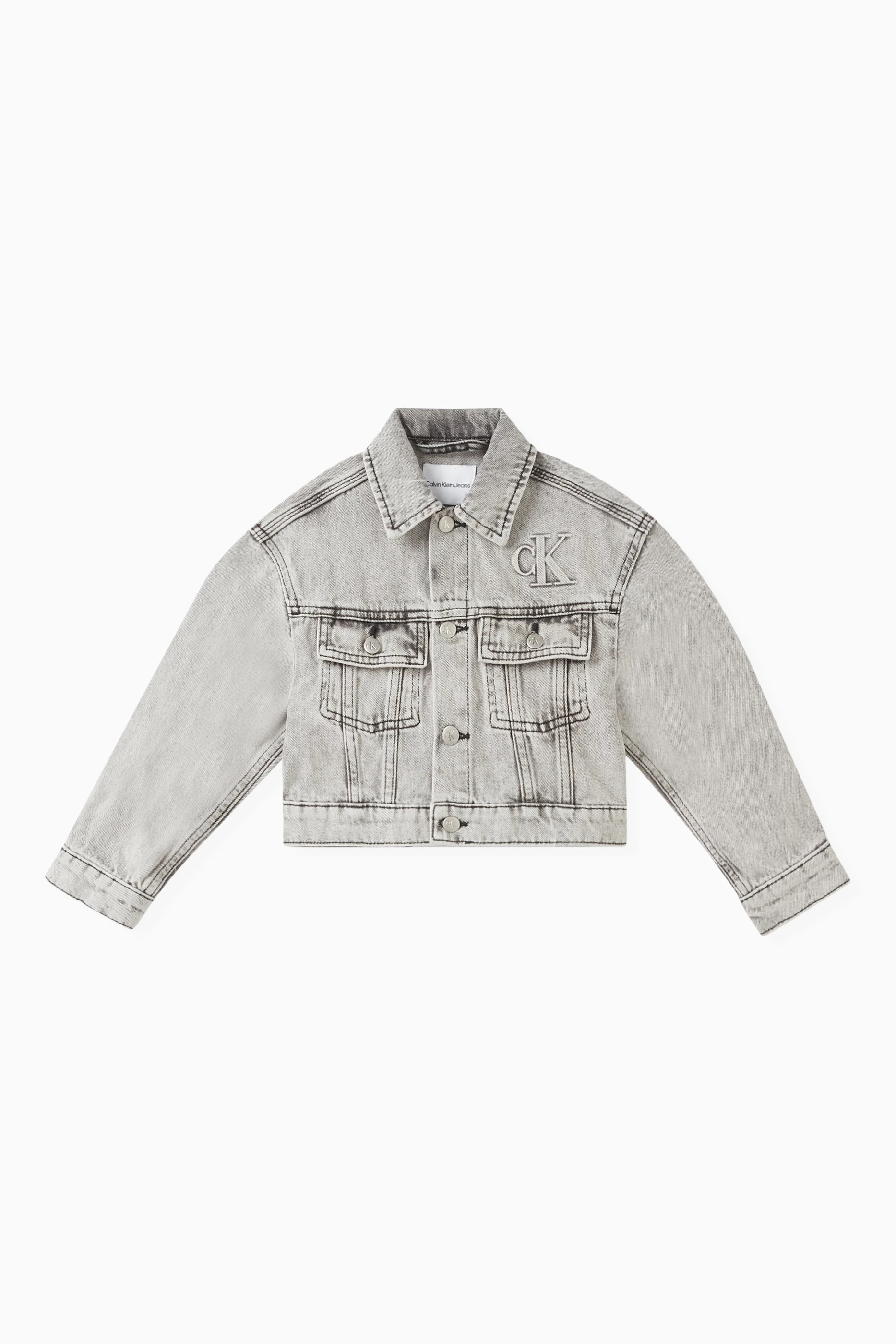Buy Calvin Klein Grey Stone Light Trucker Jacket in Denim for
