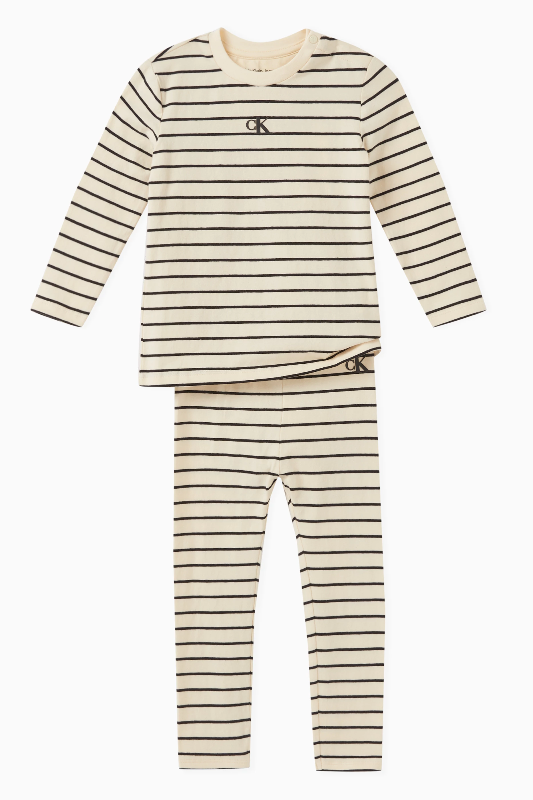 Buy Calvin Klein Neutral Striped Leggings in Stretch Cotton for