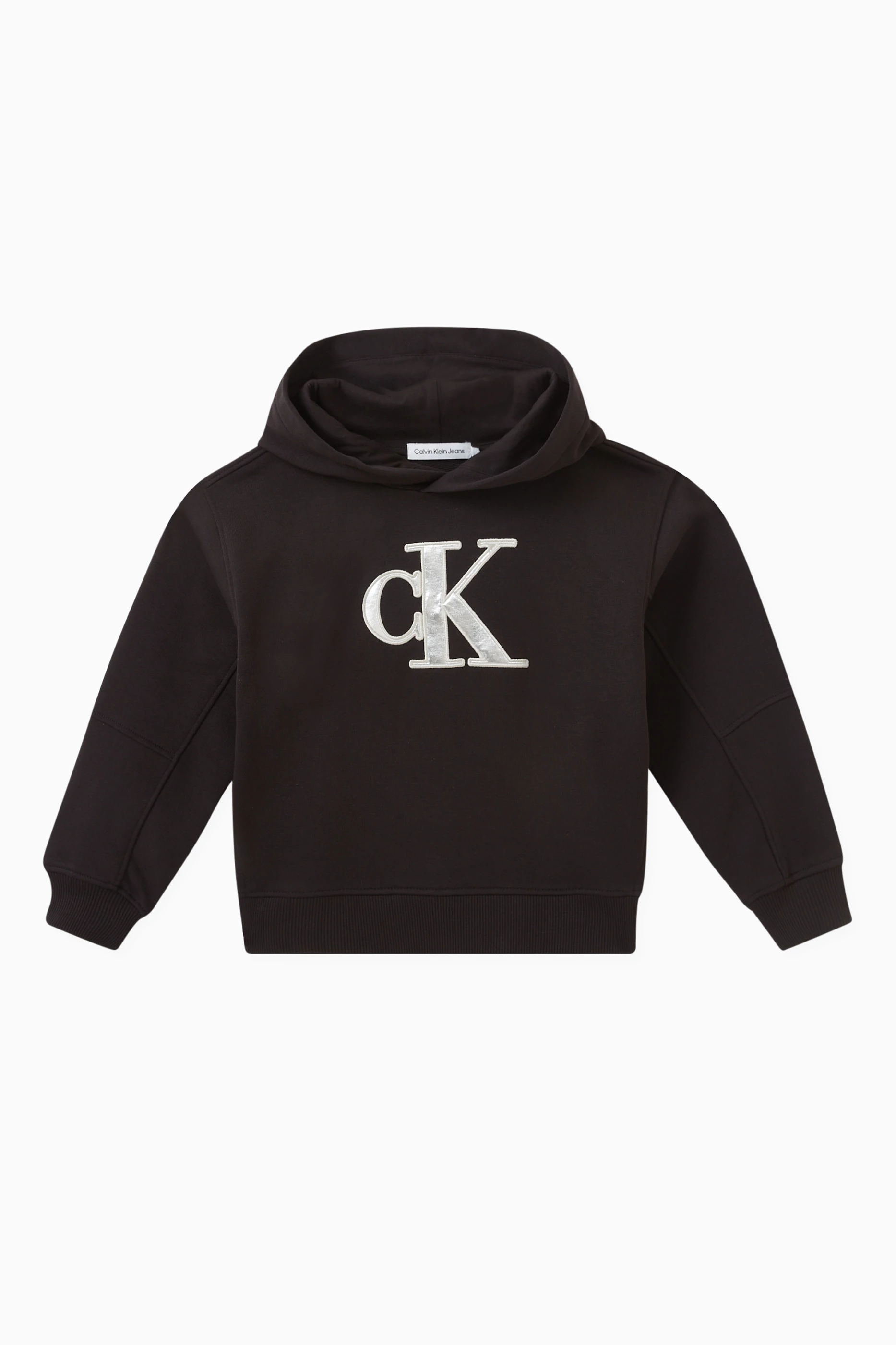 Buy Calvin Klein Black Relaxed Logo Hoodie in Cotton for Girls in UAE Ounass