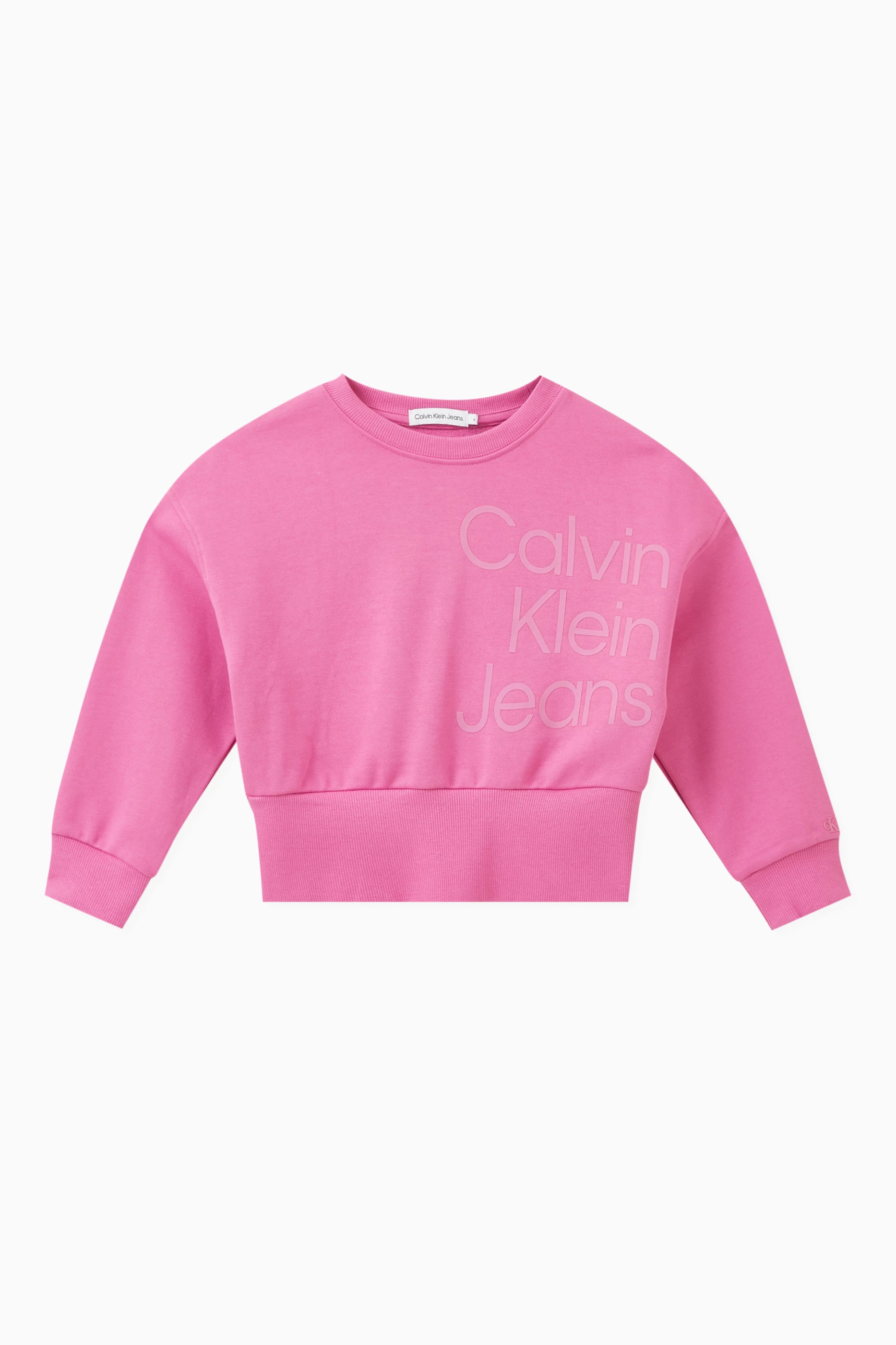 Buy Calvin Klein Pink Puff Hero Logo Sweatshirt in Cotton for