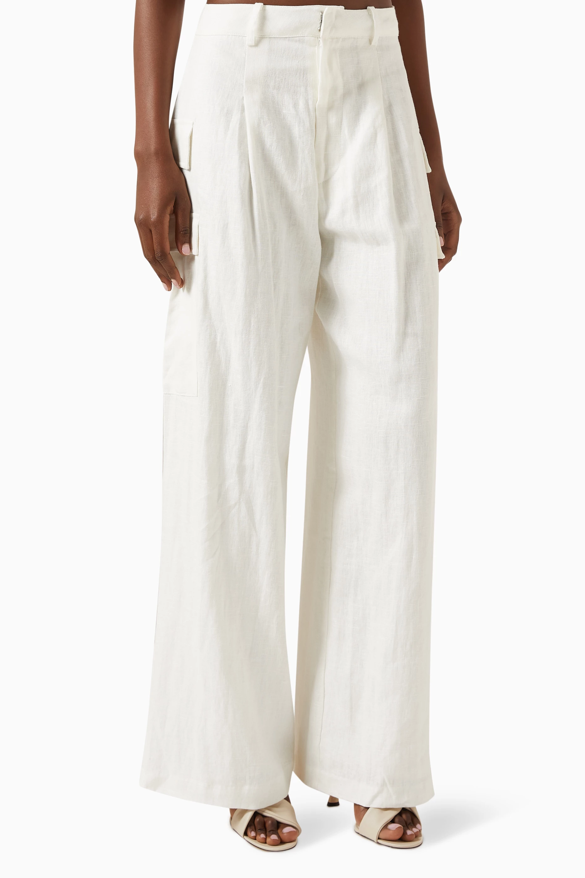 White linen pants for women hot sale