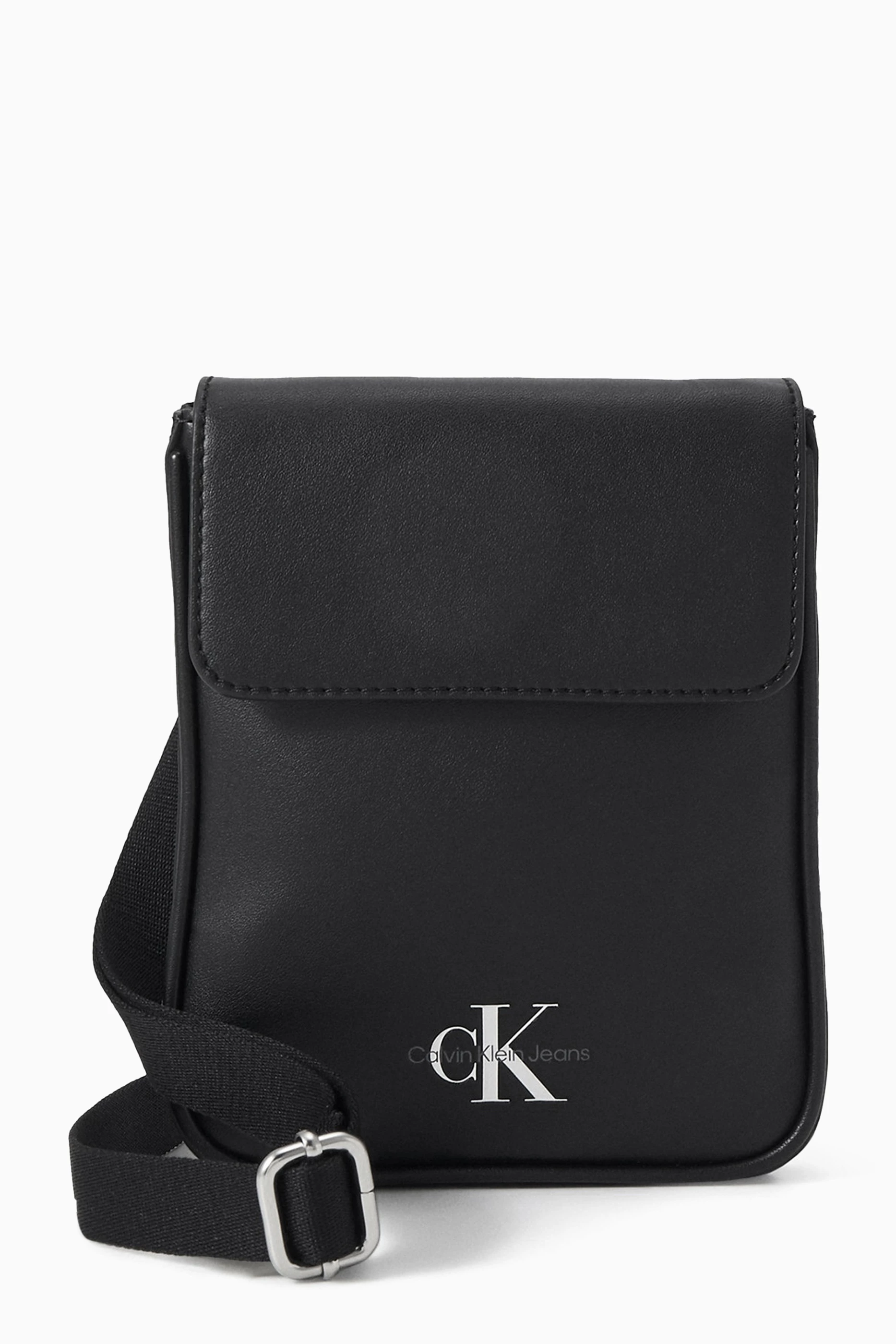 Buy Calvin Klein Jeans Black Monogram Phone Crossbody Bag in
