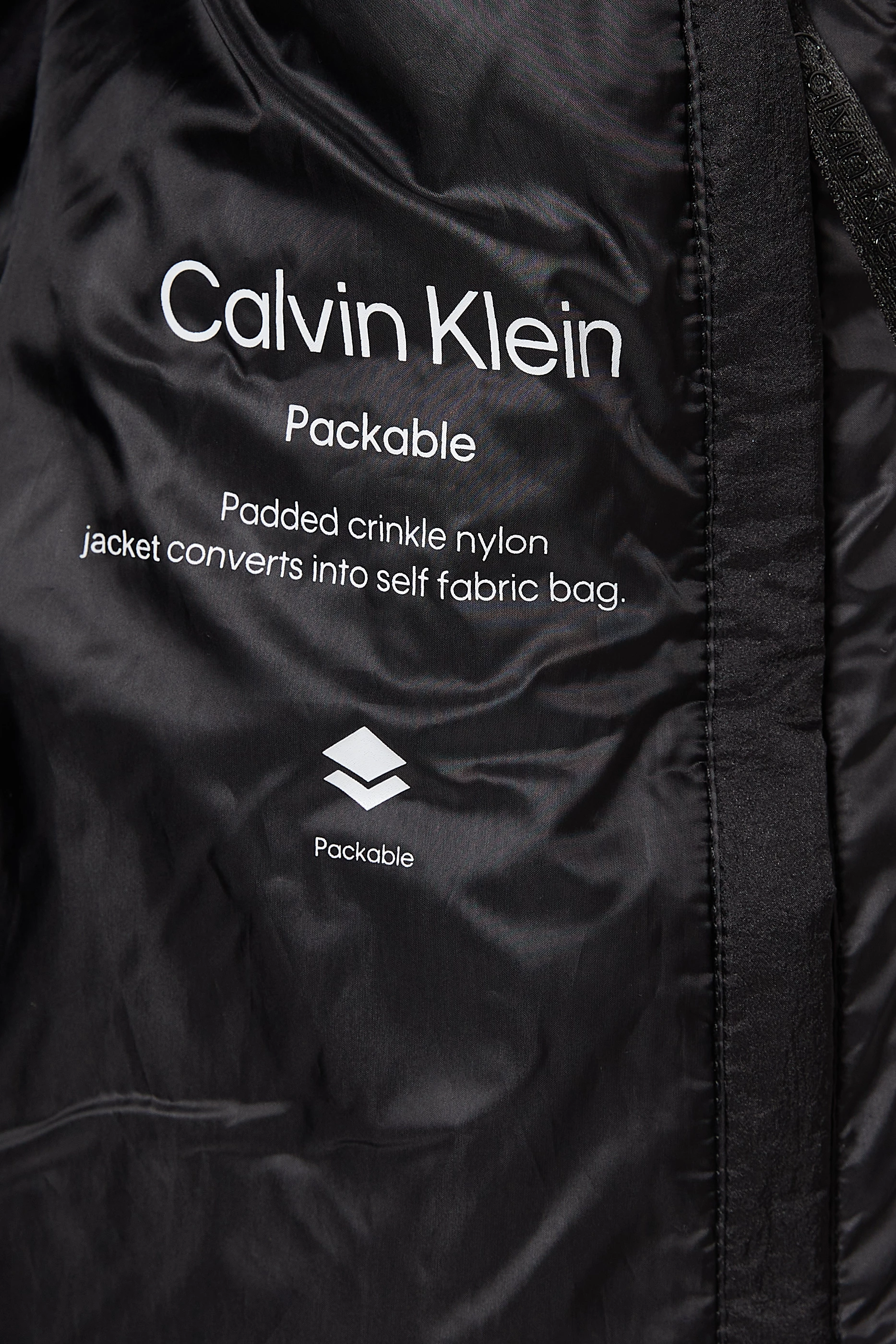 Buy Calvin Klein Black Packable Puffer Jacket in Quilted Crinkle