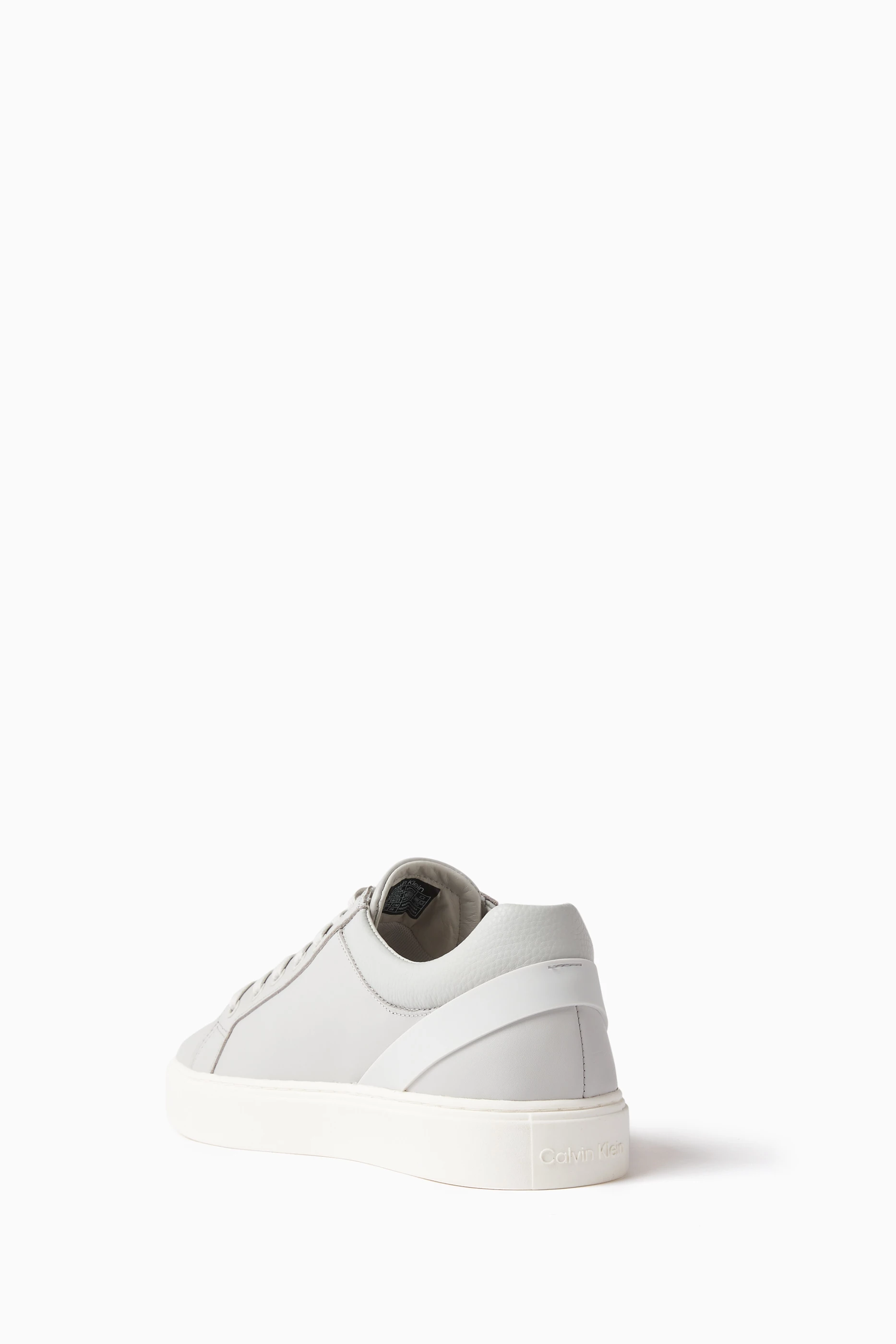 Buy Calvin Klein Grey Archive Stripe Low Top Sneakers in Leather