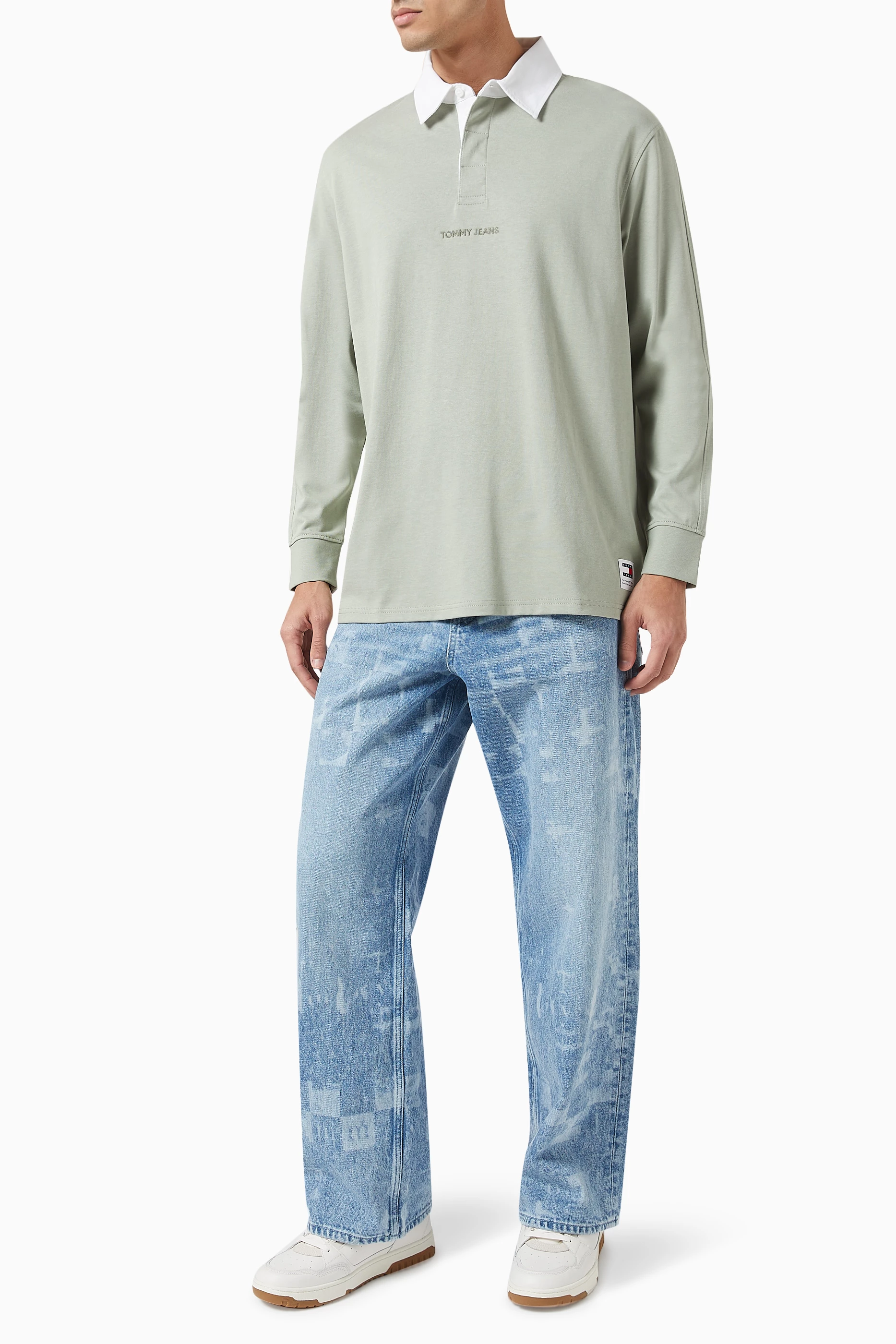 Buy Tommy Jeans Green Tonal Classics Rugby Polo Shirt in Cotton for Men in UAE Ounass