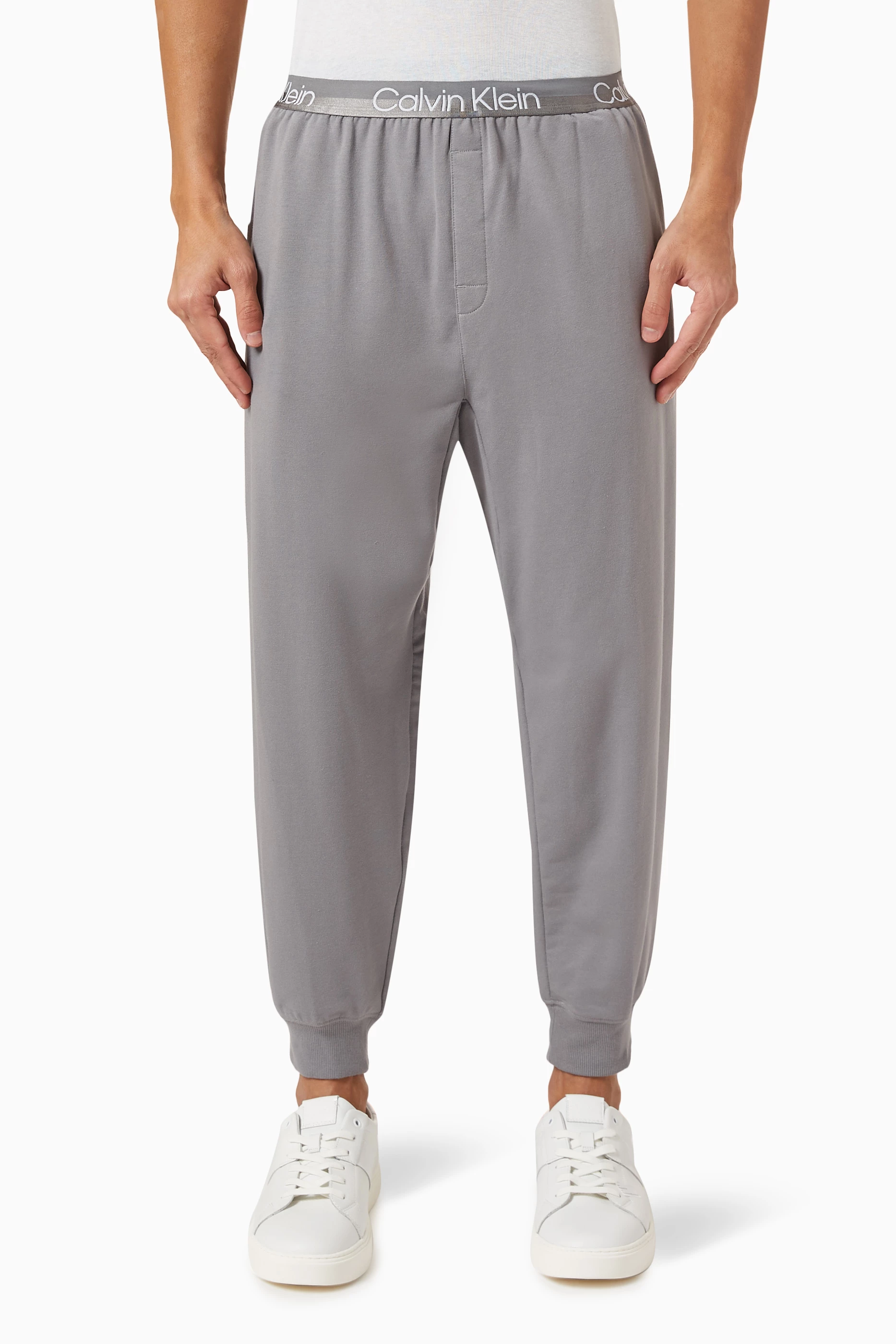 Buy Calvin Klein Grey Modern Structure Joggers in Stretch Cotton