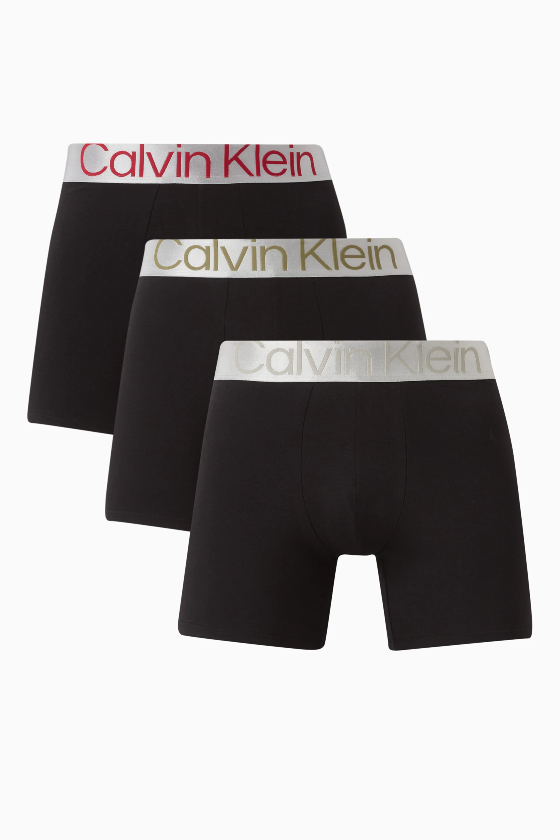 Buy Calvin Klein Black Steel Boxer Briefs, Set of Three in Cotton