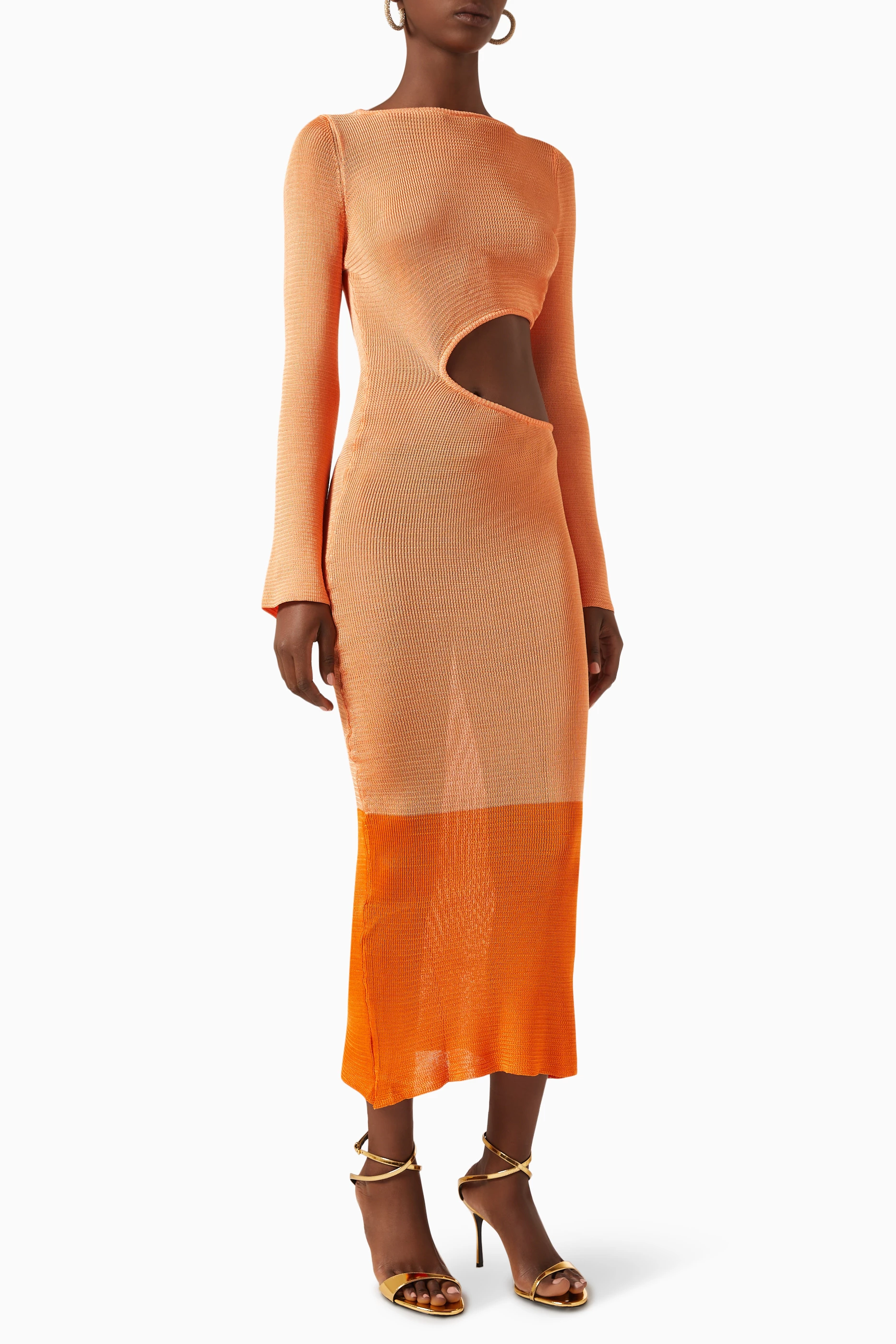 Orange mesh dress discount