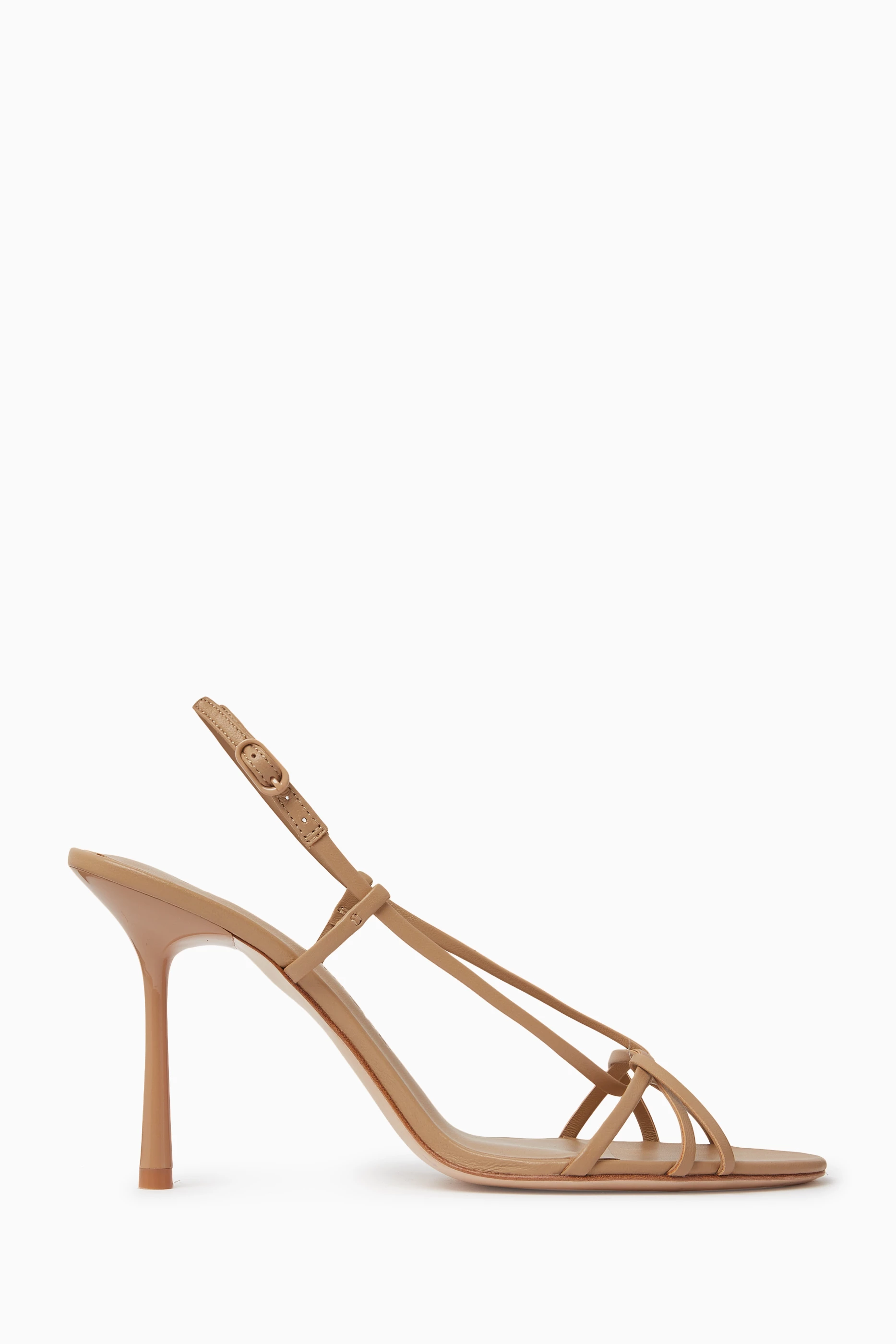 Buy Studio Amelia Neutral Entwined 90 Strappy Sandals in Leather