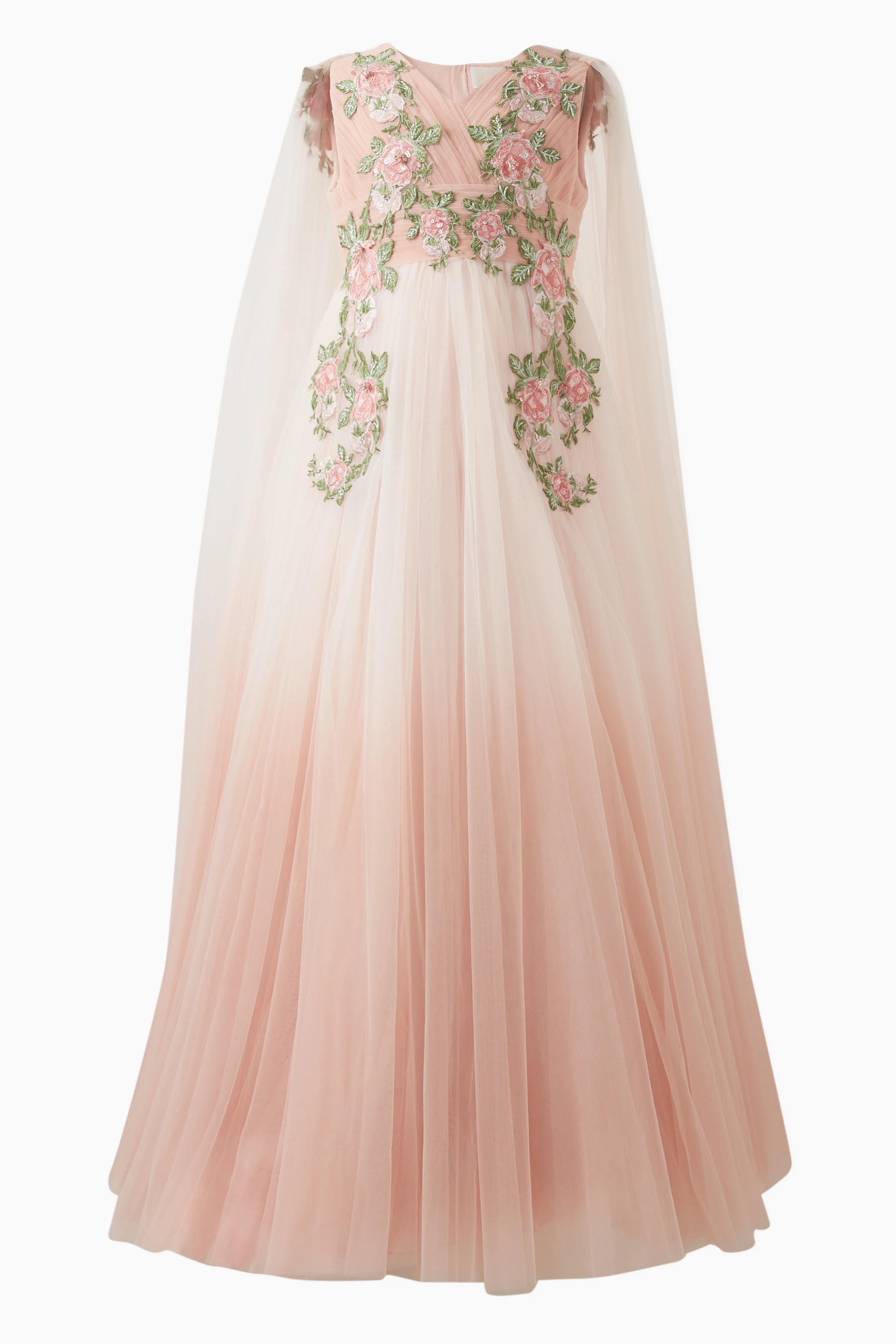 Buy Maison Ava Pink Ellie Cape Dress in Tulle for Girls in UAE