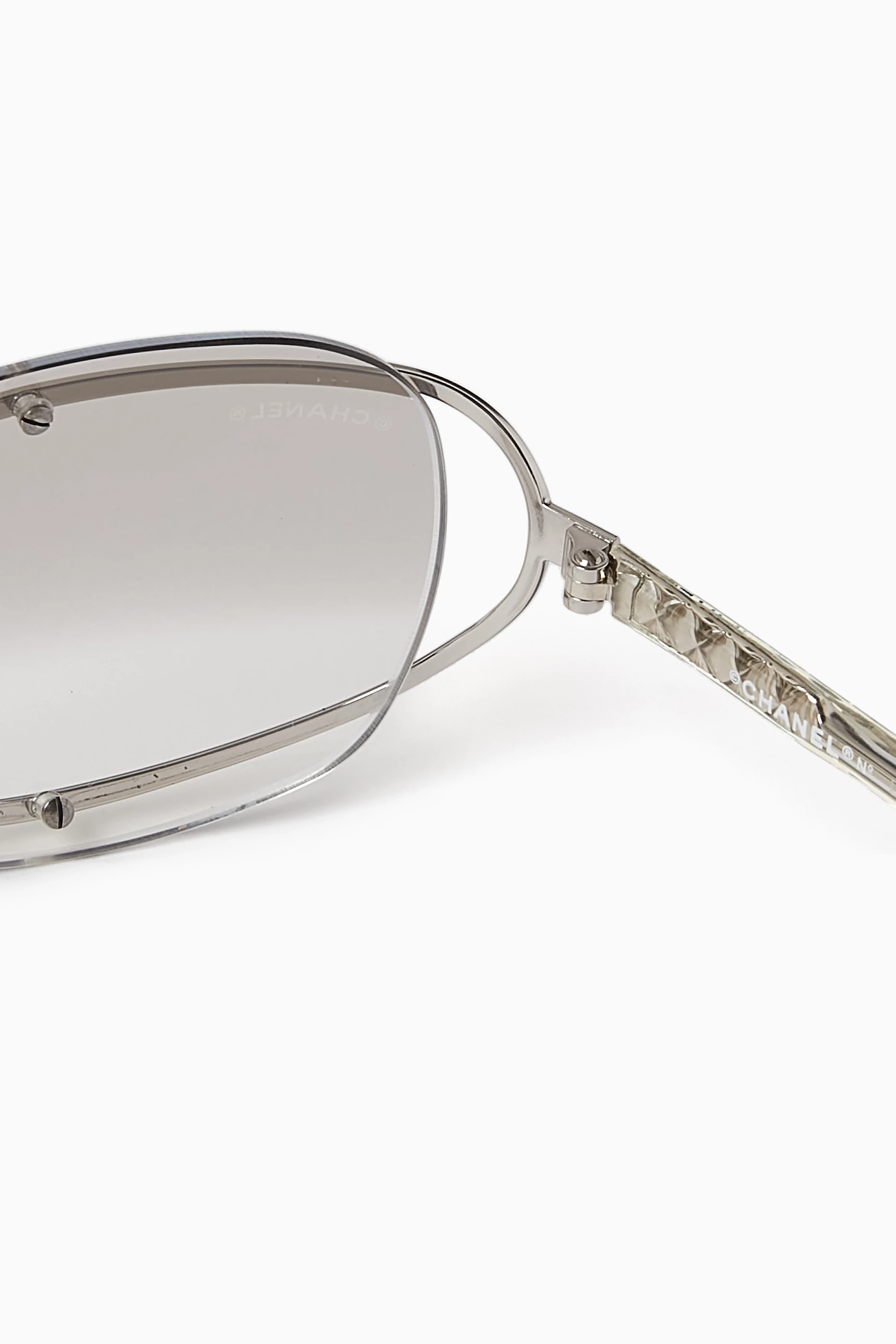 Buy Chanel Pre Loved Silver Chanel Rimless Sunglasses for Women in