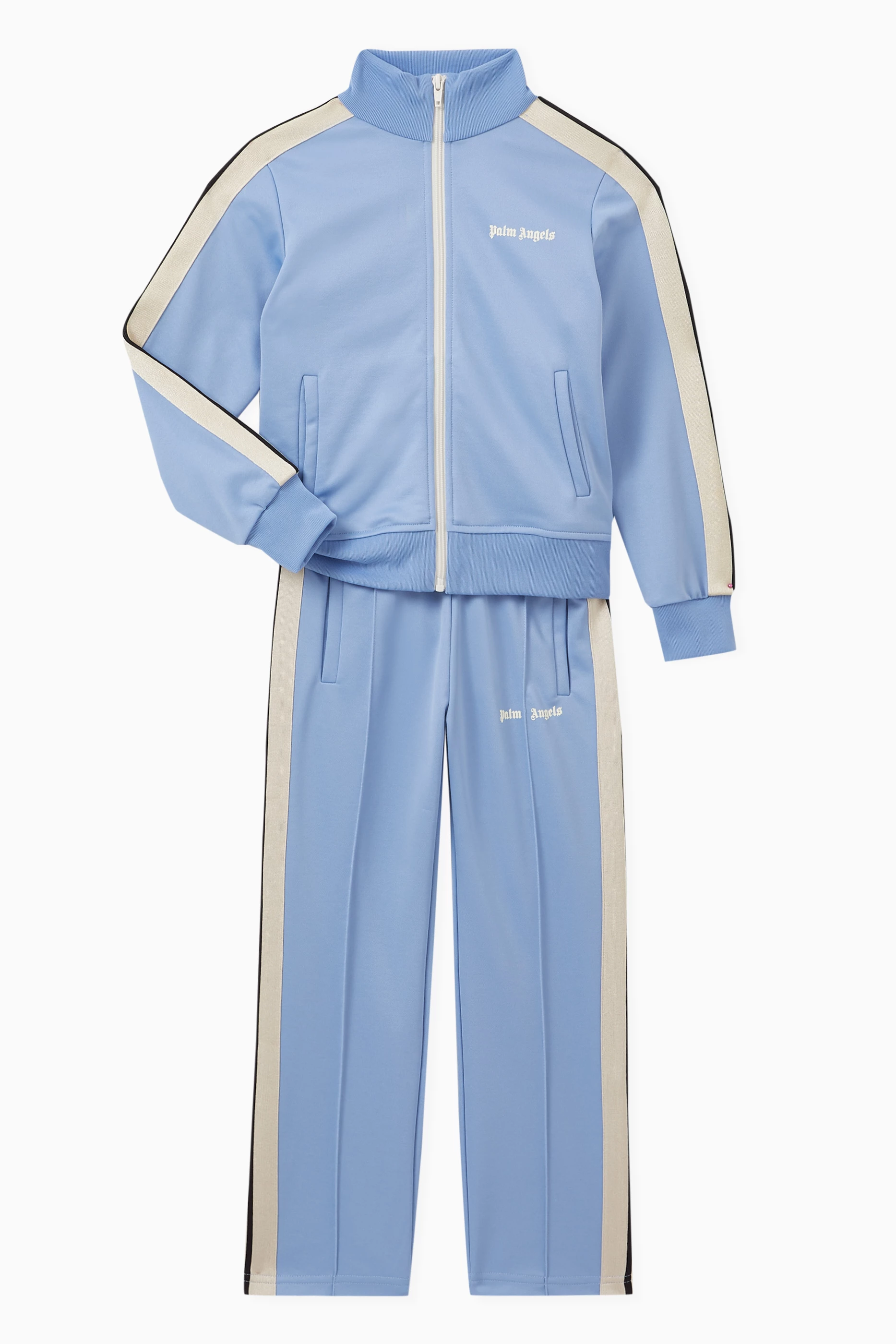 Buy Palm Angels Blue Logo Print Track pants in Cotton blend for