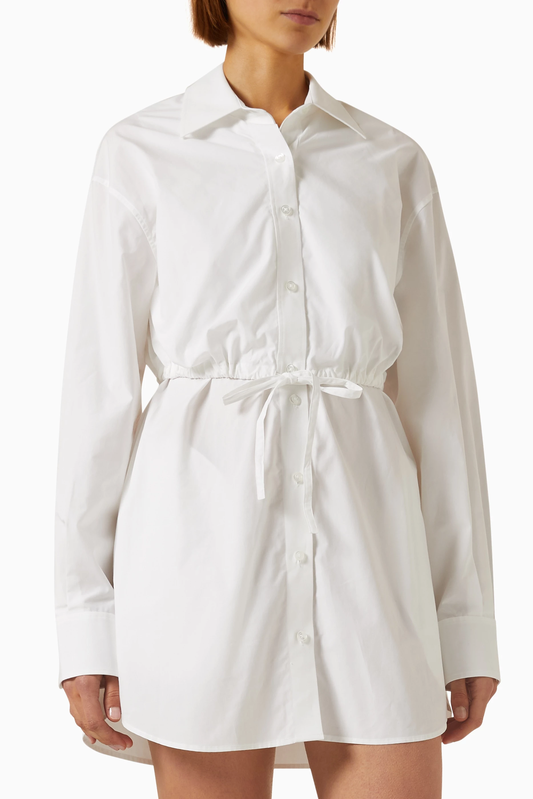 Buy Alexander Wang.t White Layered Shirt Dress in Cotton for Women in UAE Ounass