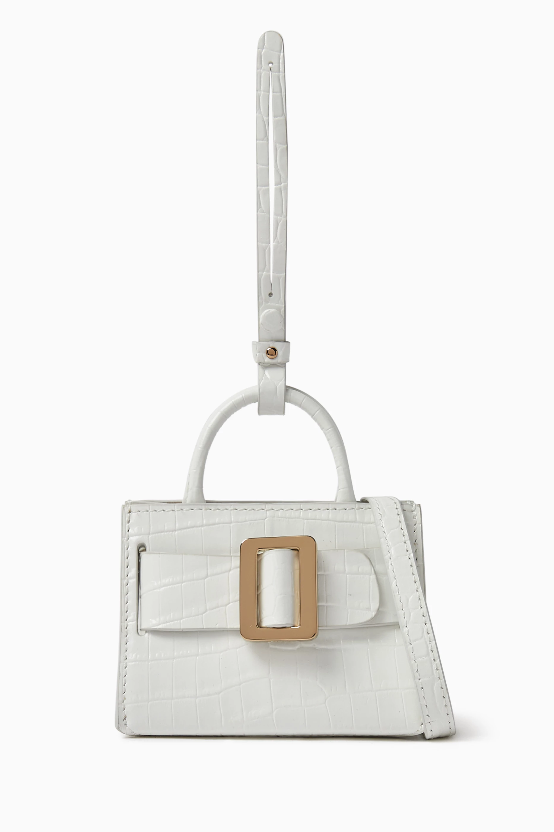 Buy BOYY White Bobby Charm Croc Embossed Mini Crossbody in Leather