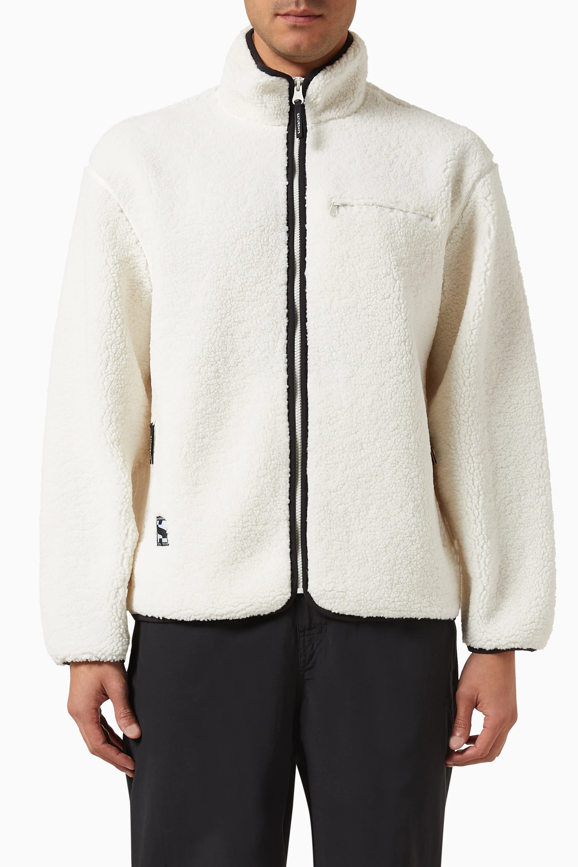 White fleece jacket best sale