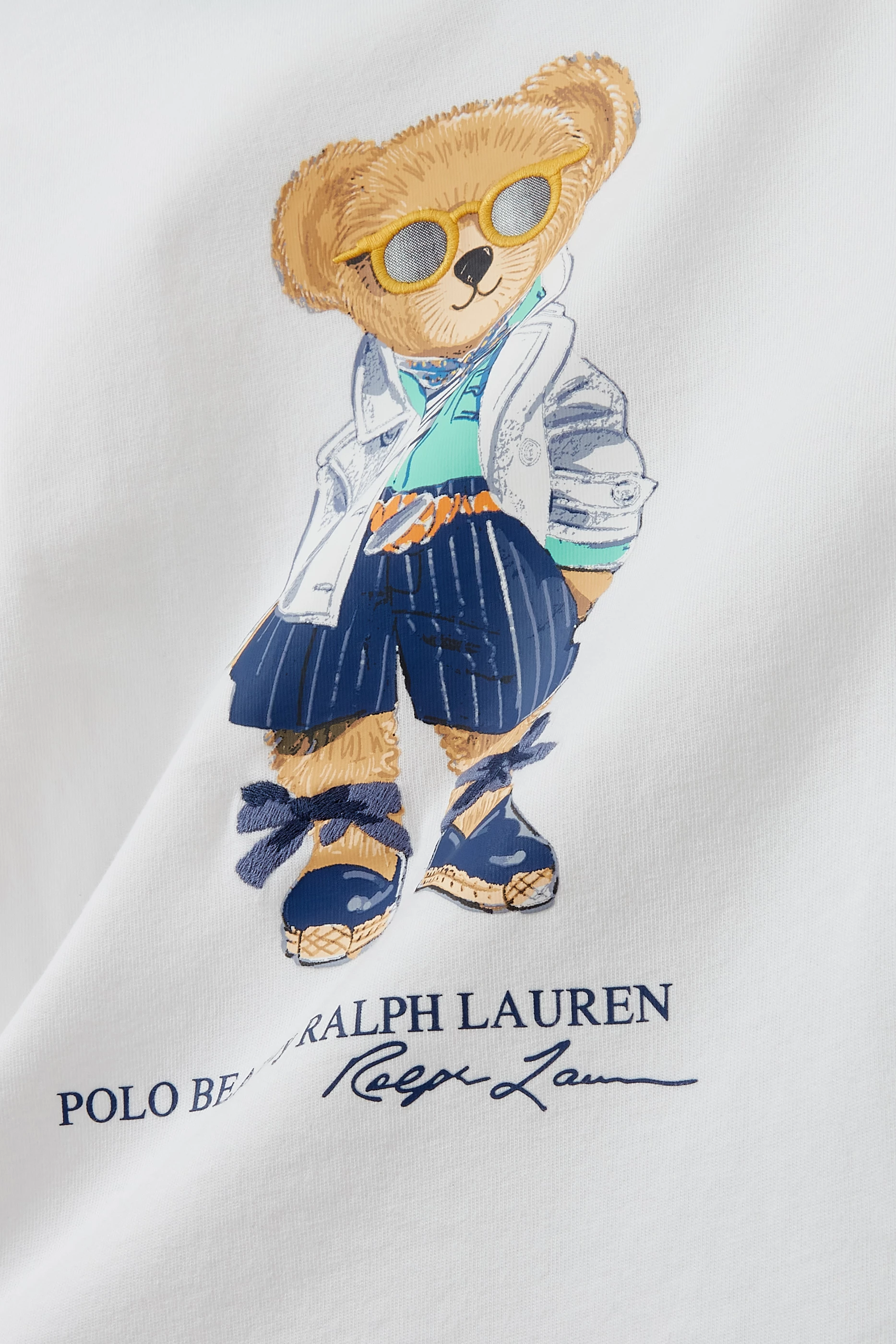 Buy Polo Ralph Lauren White Bear Print T Shirt in Cotton for Girls