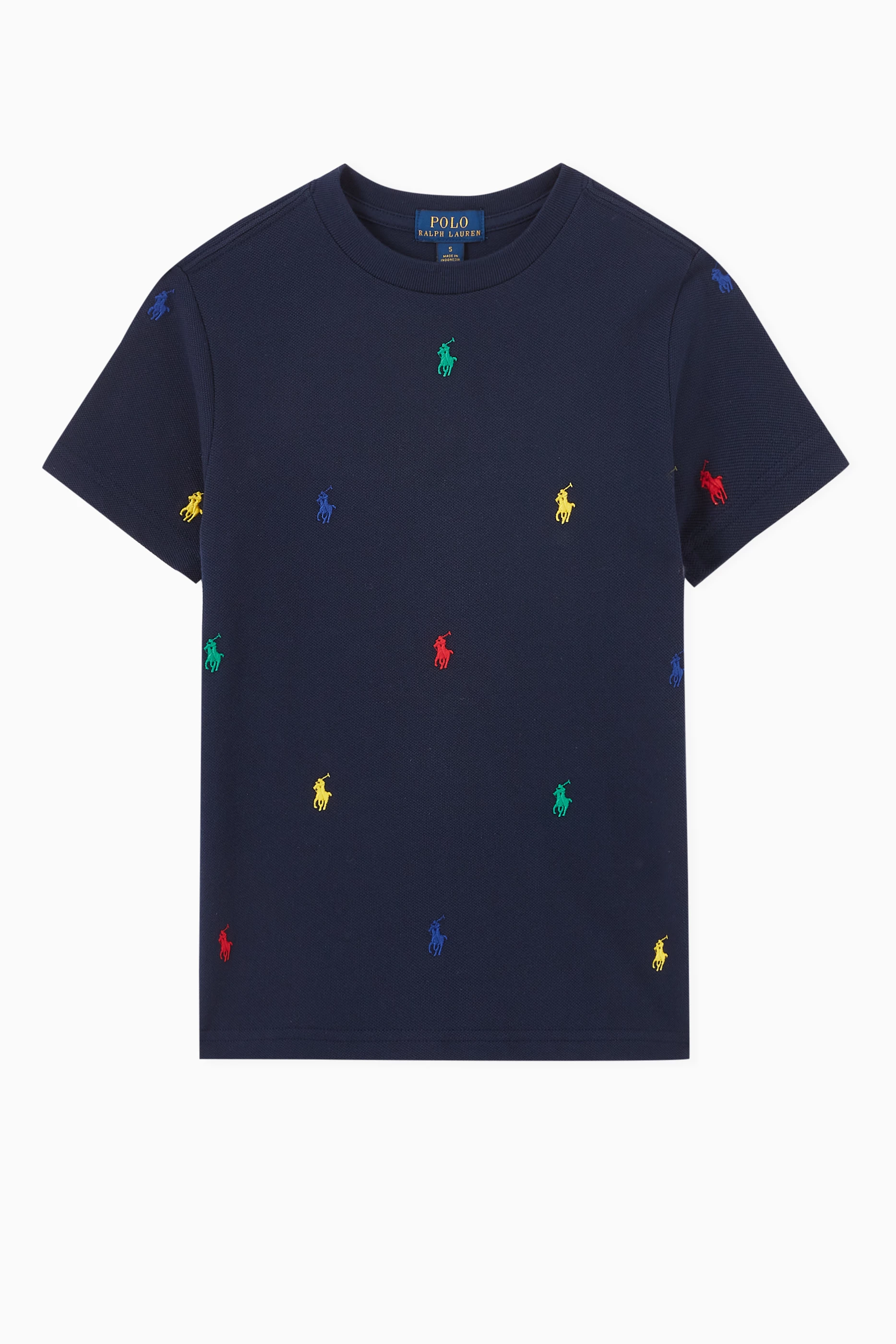 Buy Polo Ralph Lauren Blue All over Logo T shirt in Cotton for Boys