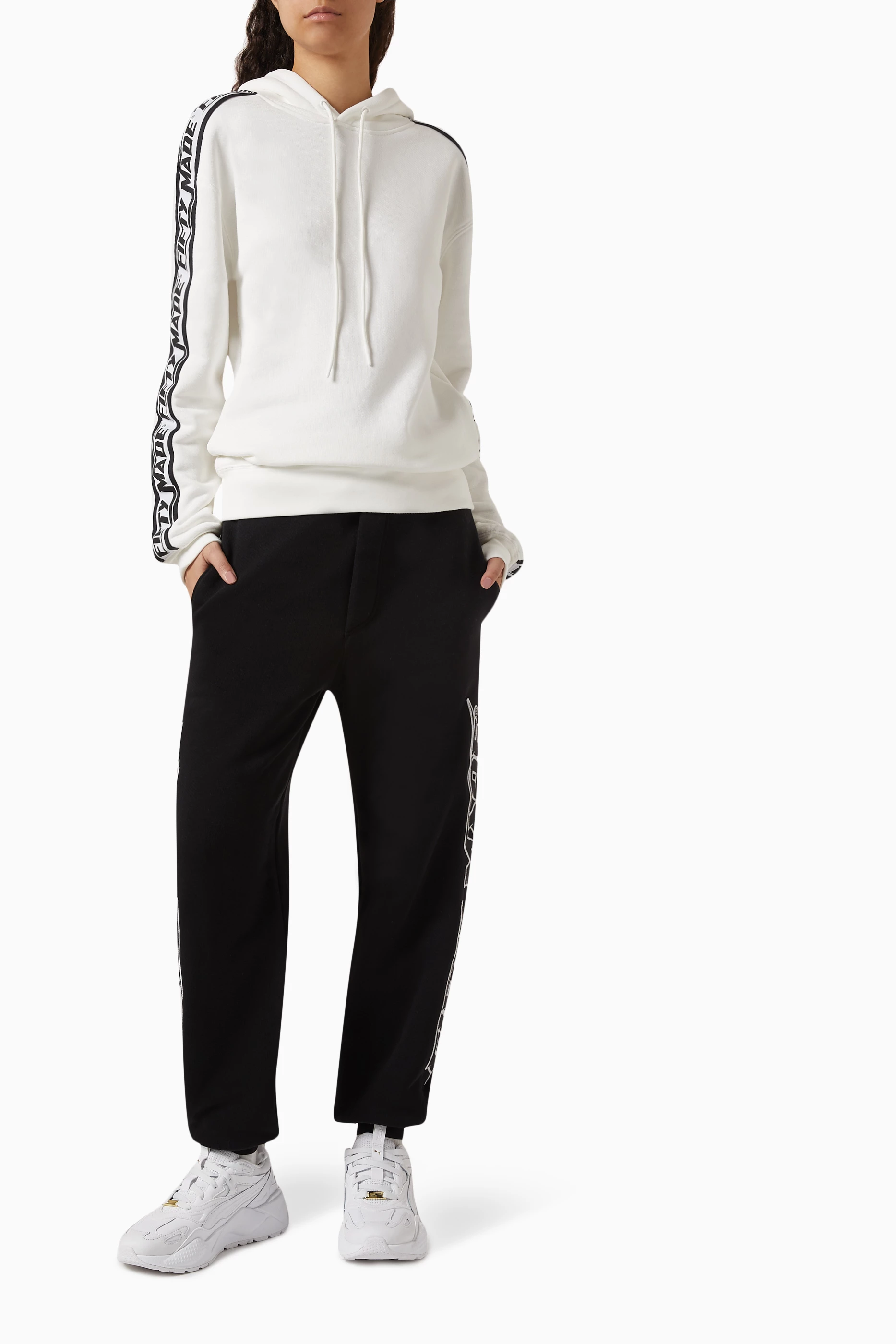 Buy Fifty Made Neutral Oversized Logo Tape Hoodie in Organic