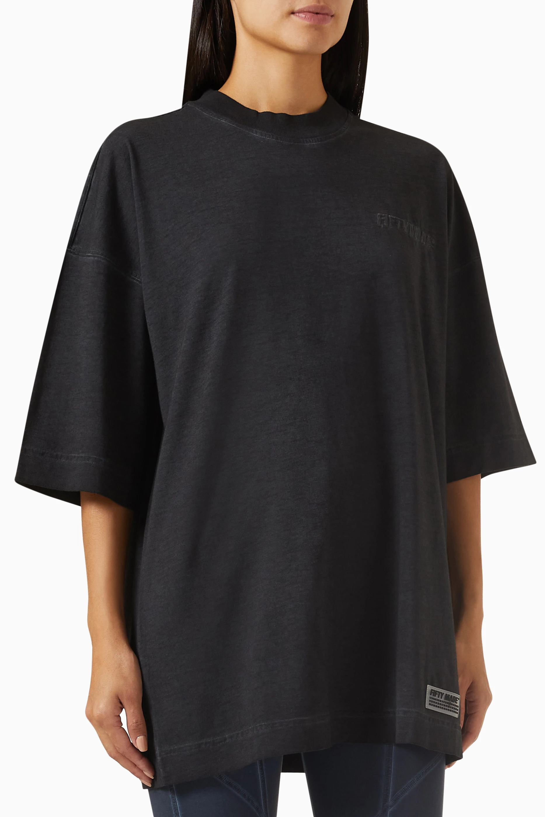 Buy Fifty Made Black Oversized Vintage T shirt in Organic Cotton