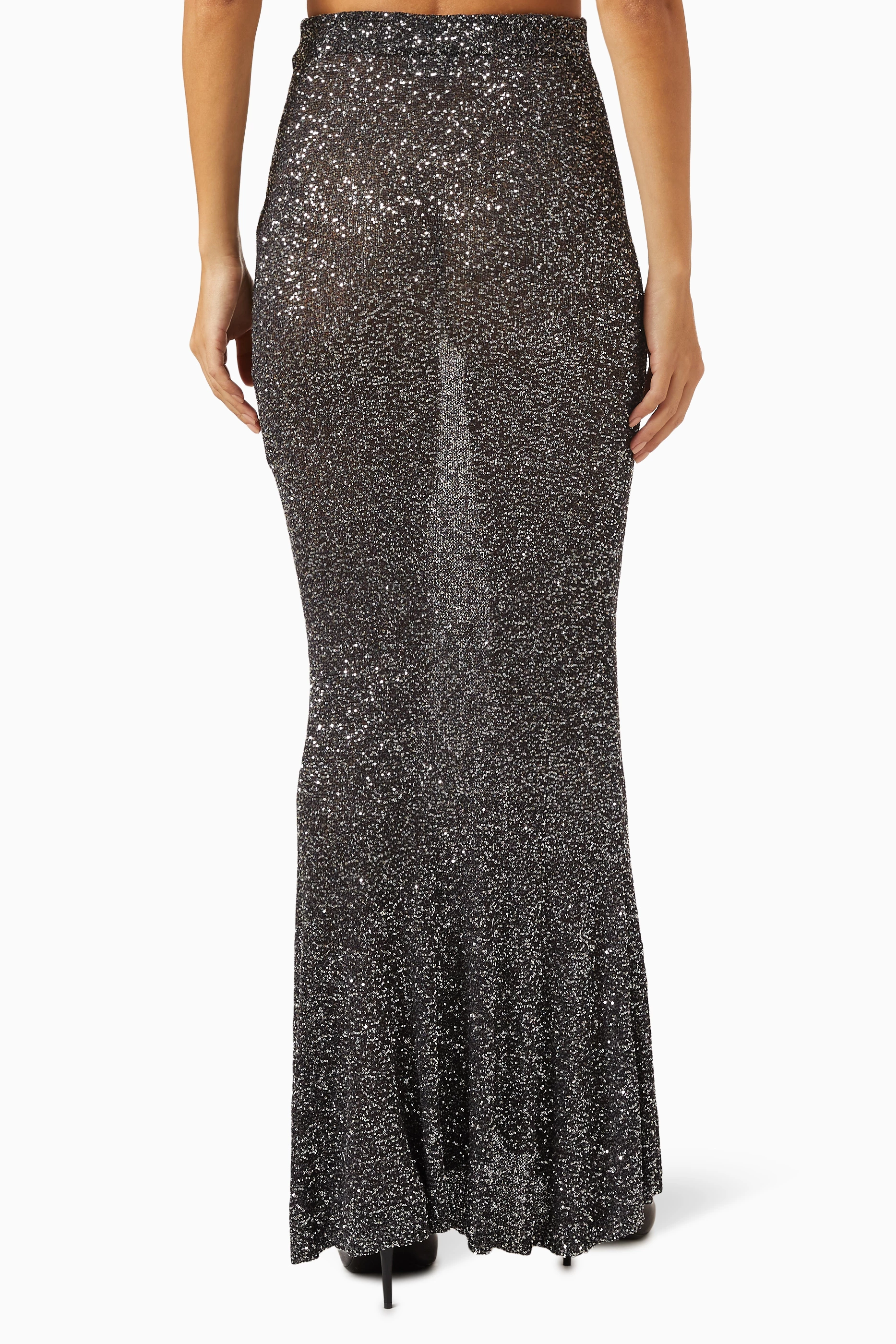 Buy Balenciaga Black Maxi Skirt in Sequin Viscose knit for Women in UAE Ounass