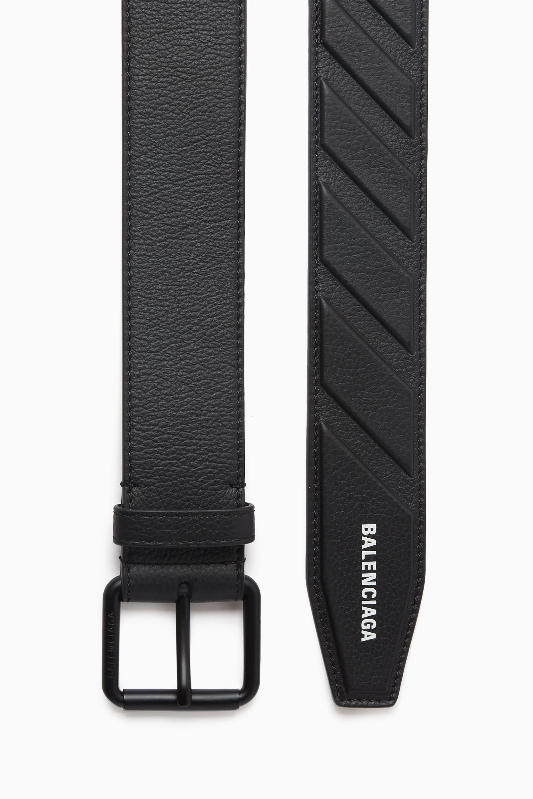 Buy Balenciaga Black Logo Belt in Leather for Men in UAE Ounass
