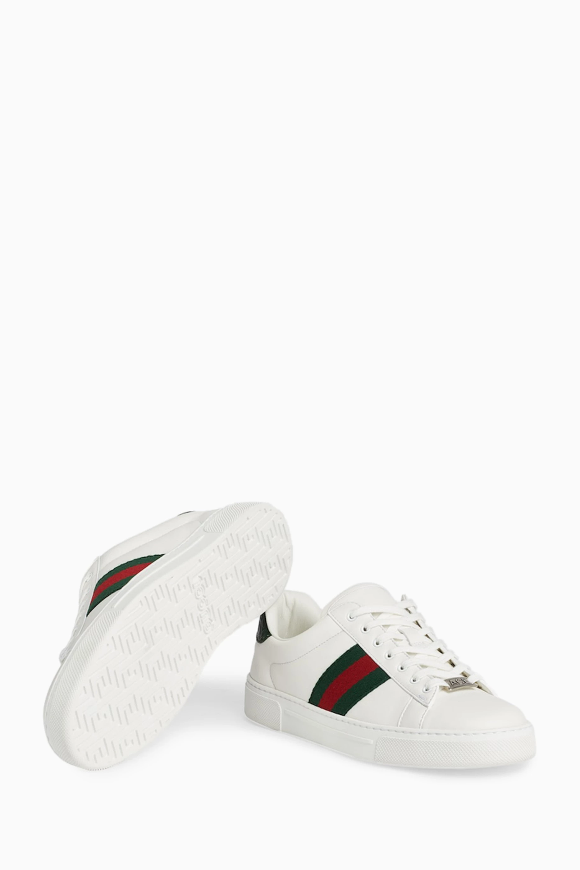 Buy Gucci White Ace Web Sneakers in Leather for Women in UAE Ounass
