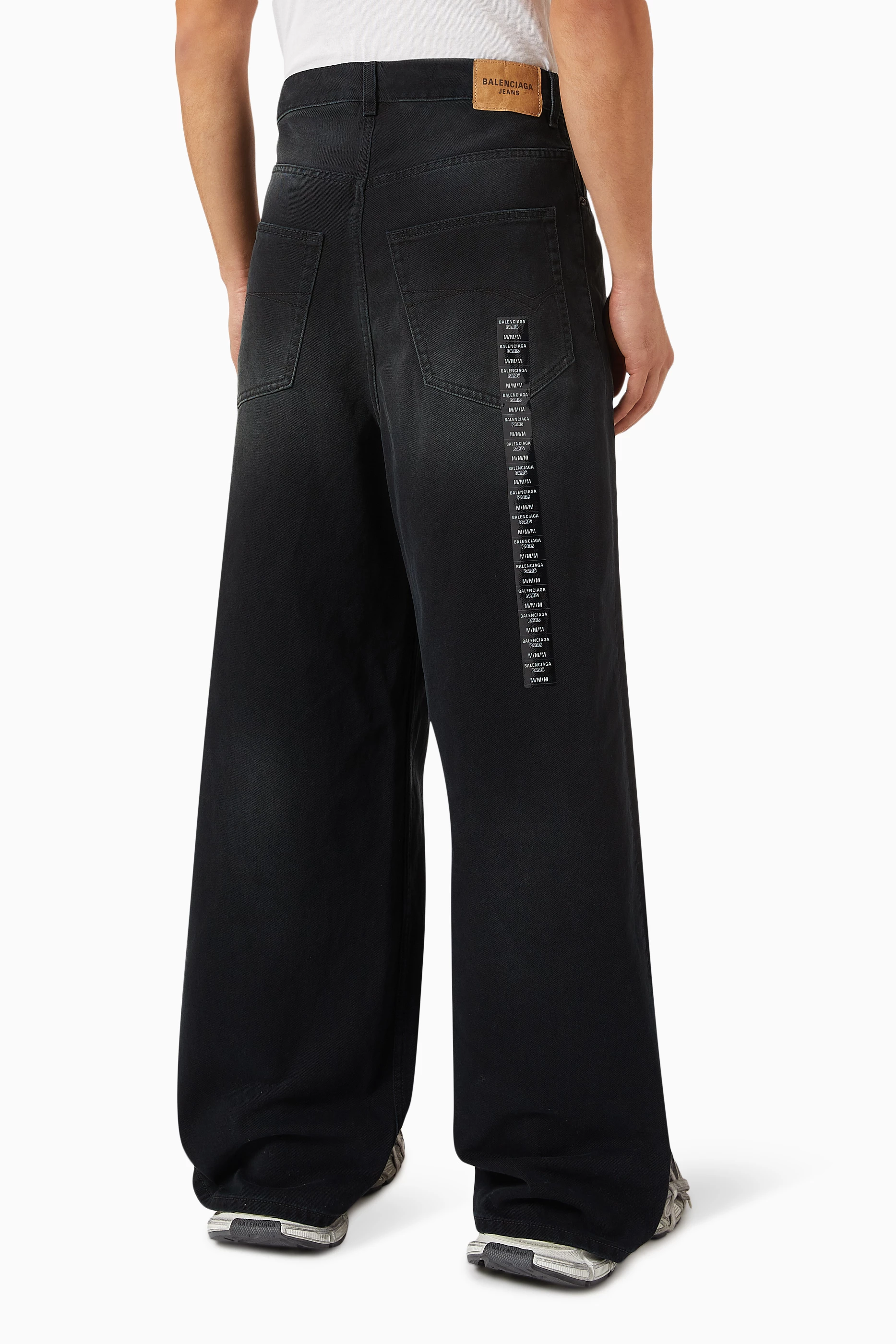 Buy Balenciaga Black Size Sticker Baggy Pants in Denim for Men in