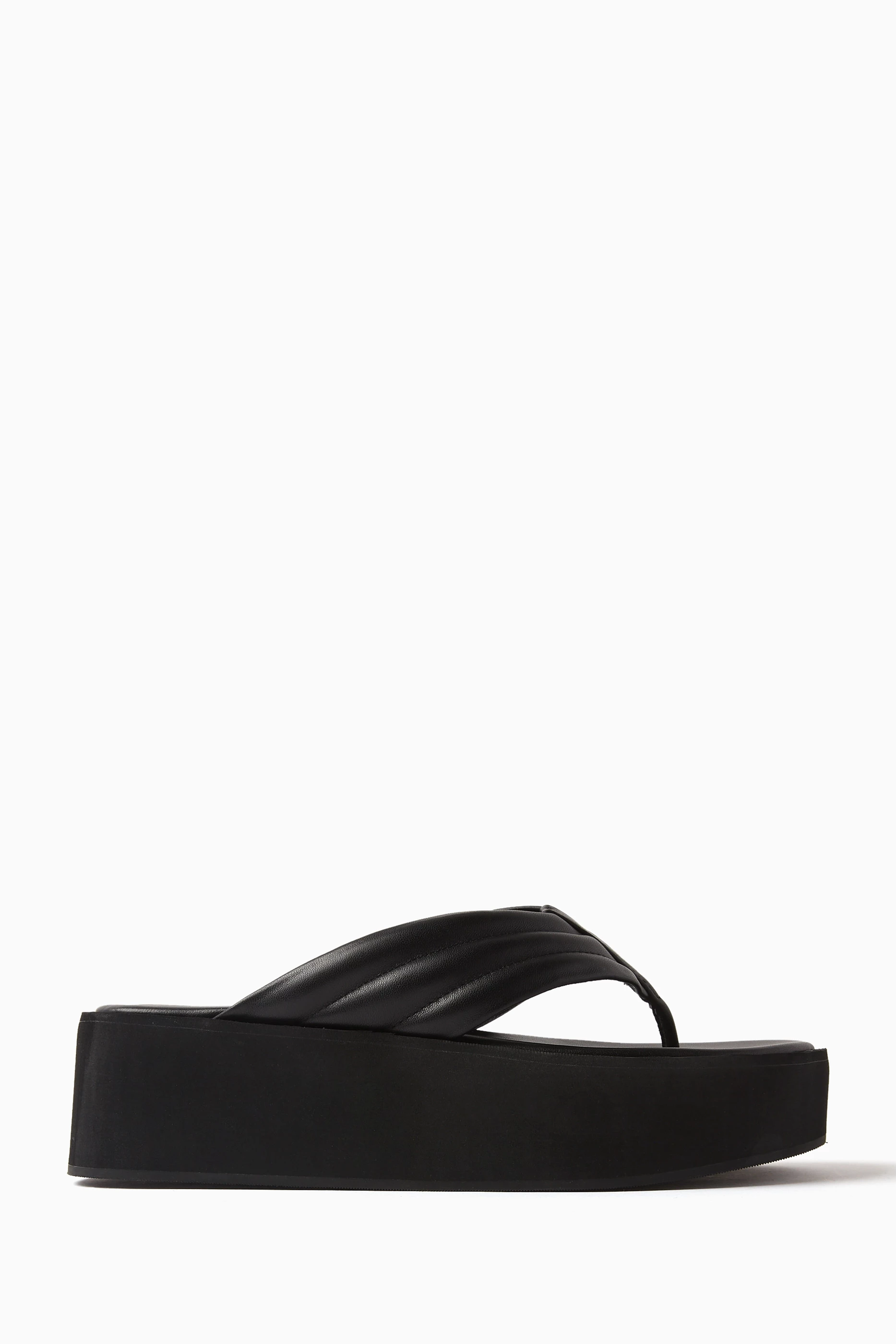 Buy Senso Black Reese 50 Platform Flip Flops in Quilted Leather
