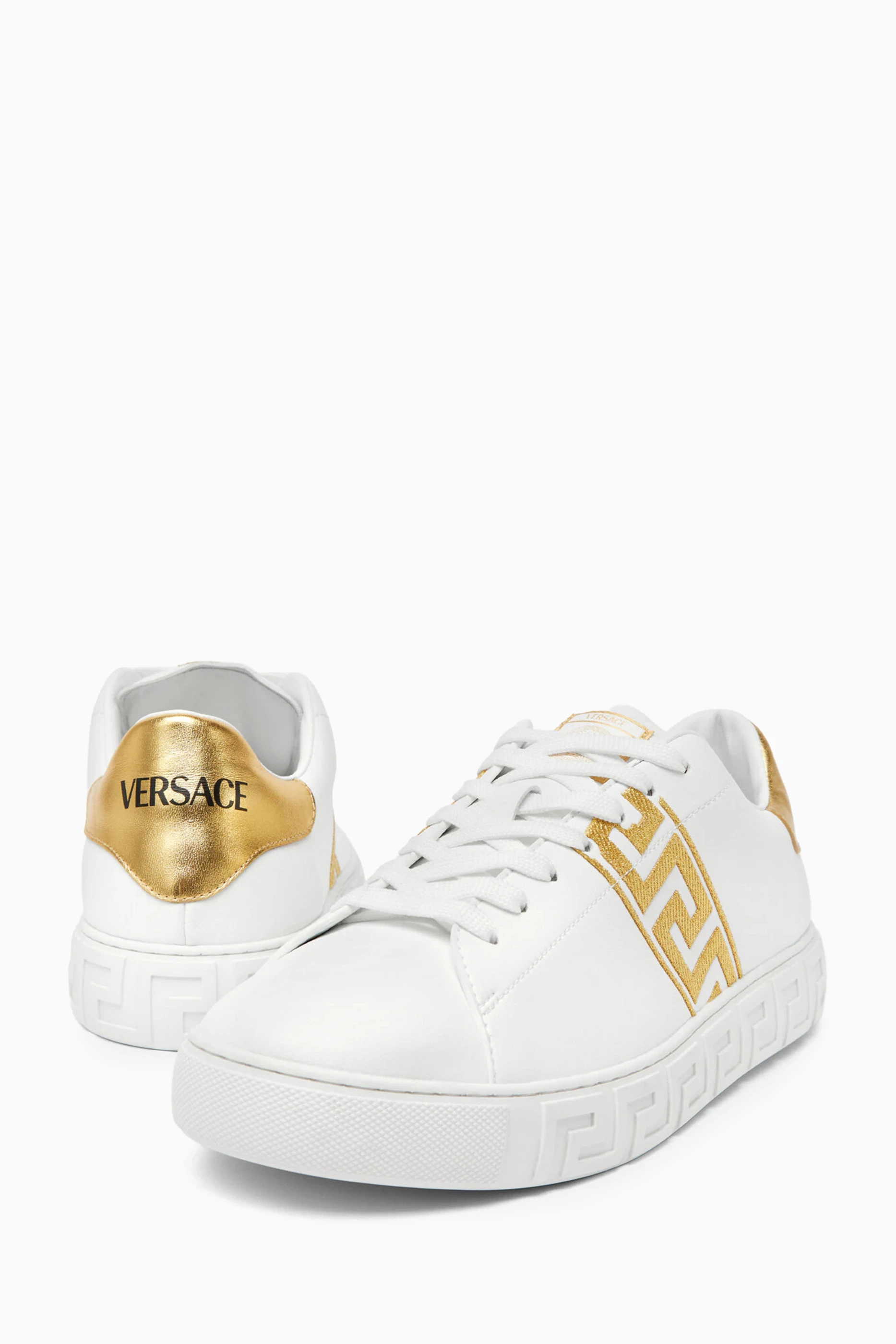 White and gold versace sneakers online