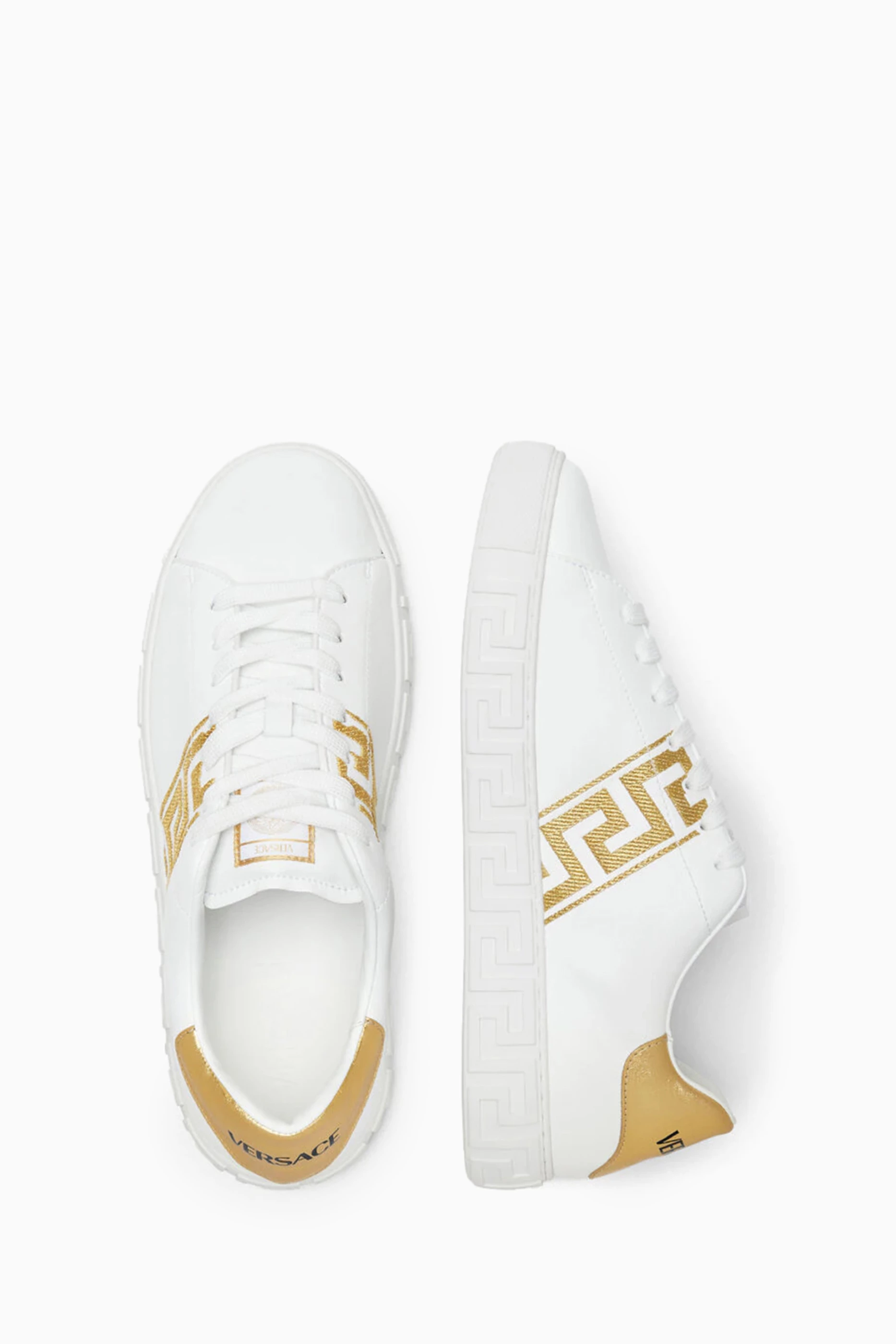 Versace white and outlet gold sneakers