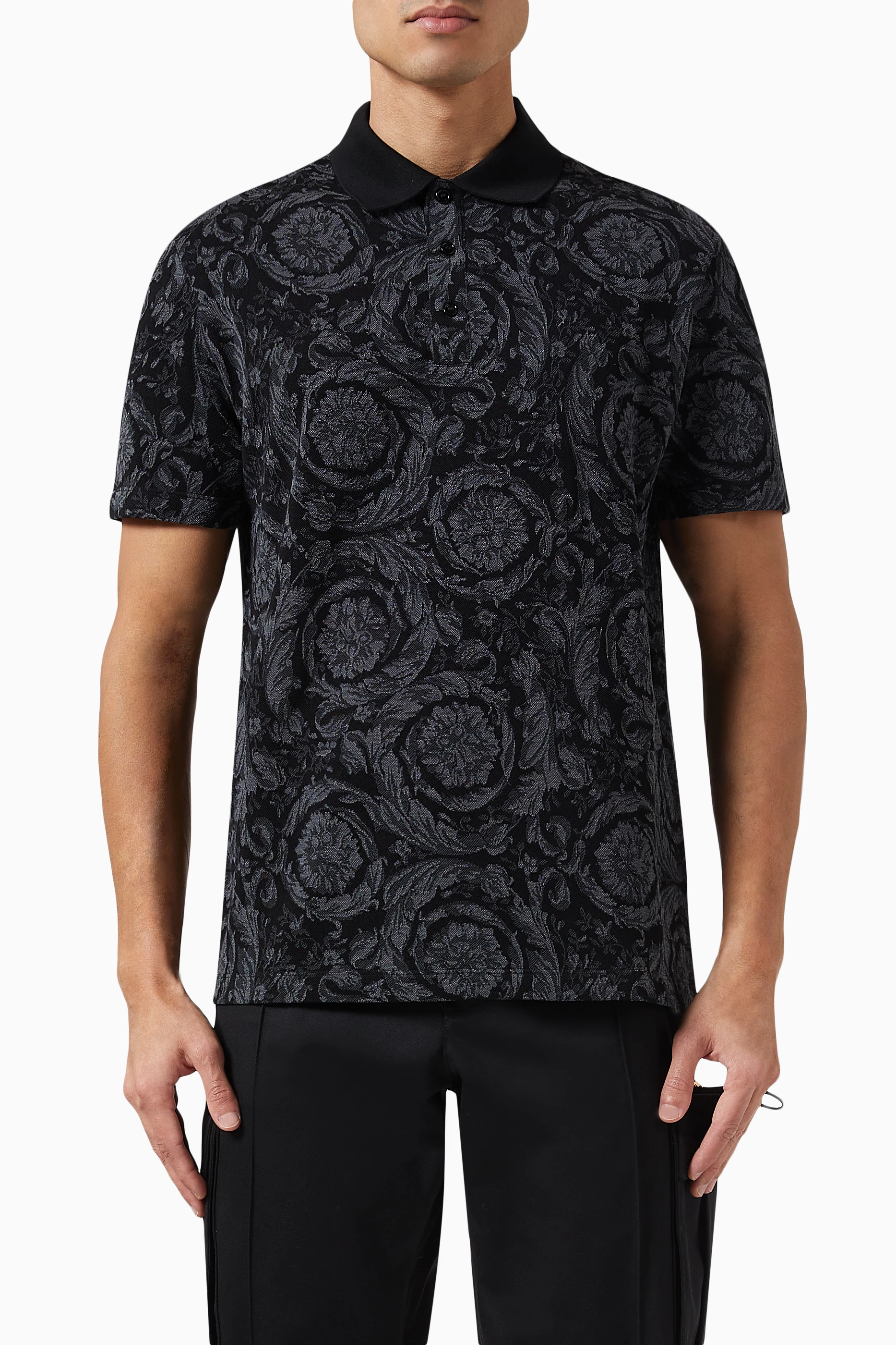 Paisley print polo shirt discount