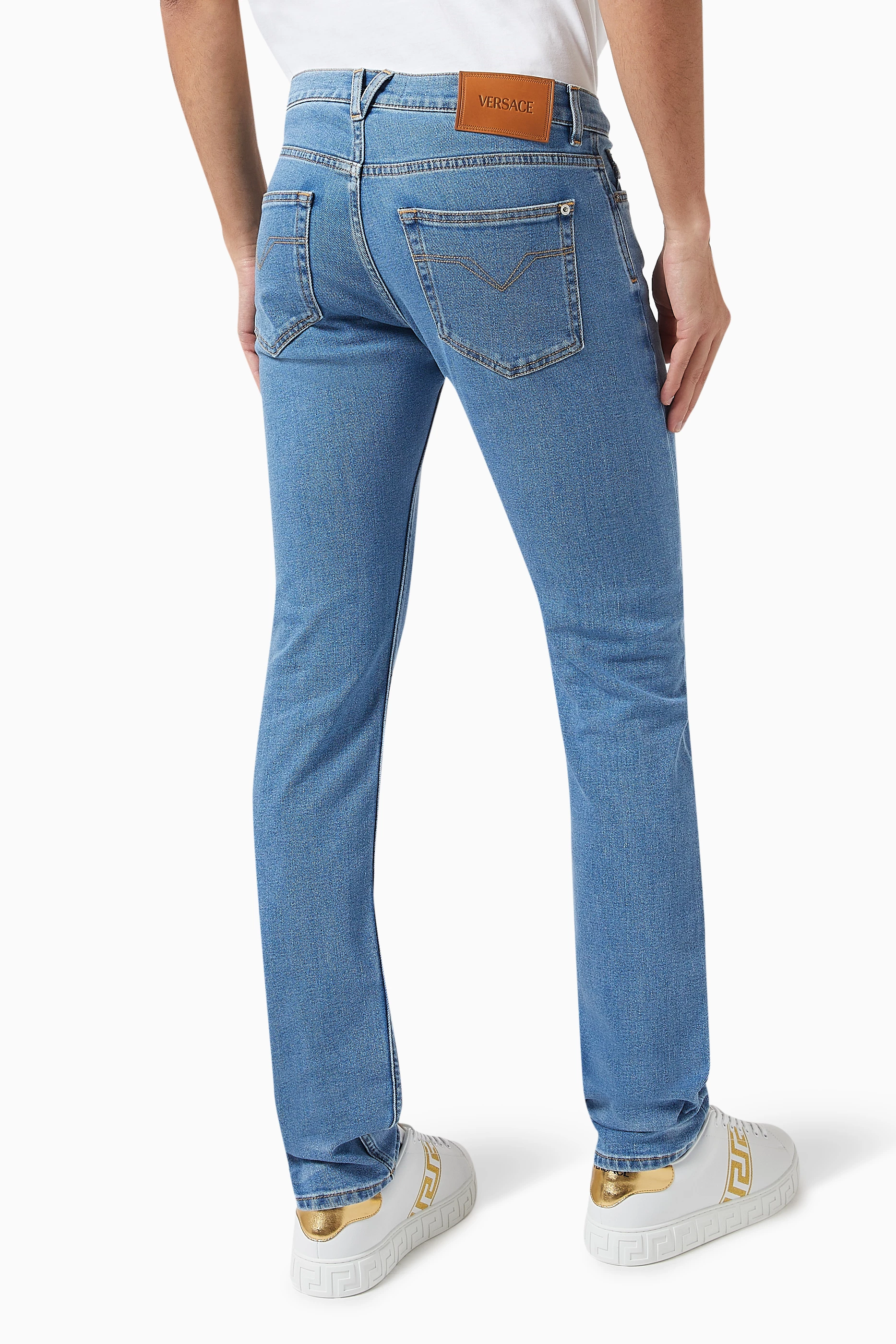 Buy Versace Blue Slim fit Jeans in Light wash Denim for Men in UAE
