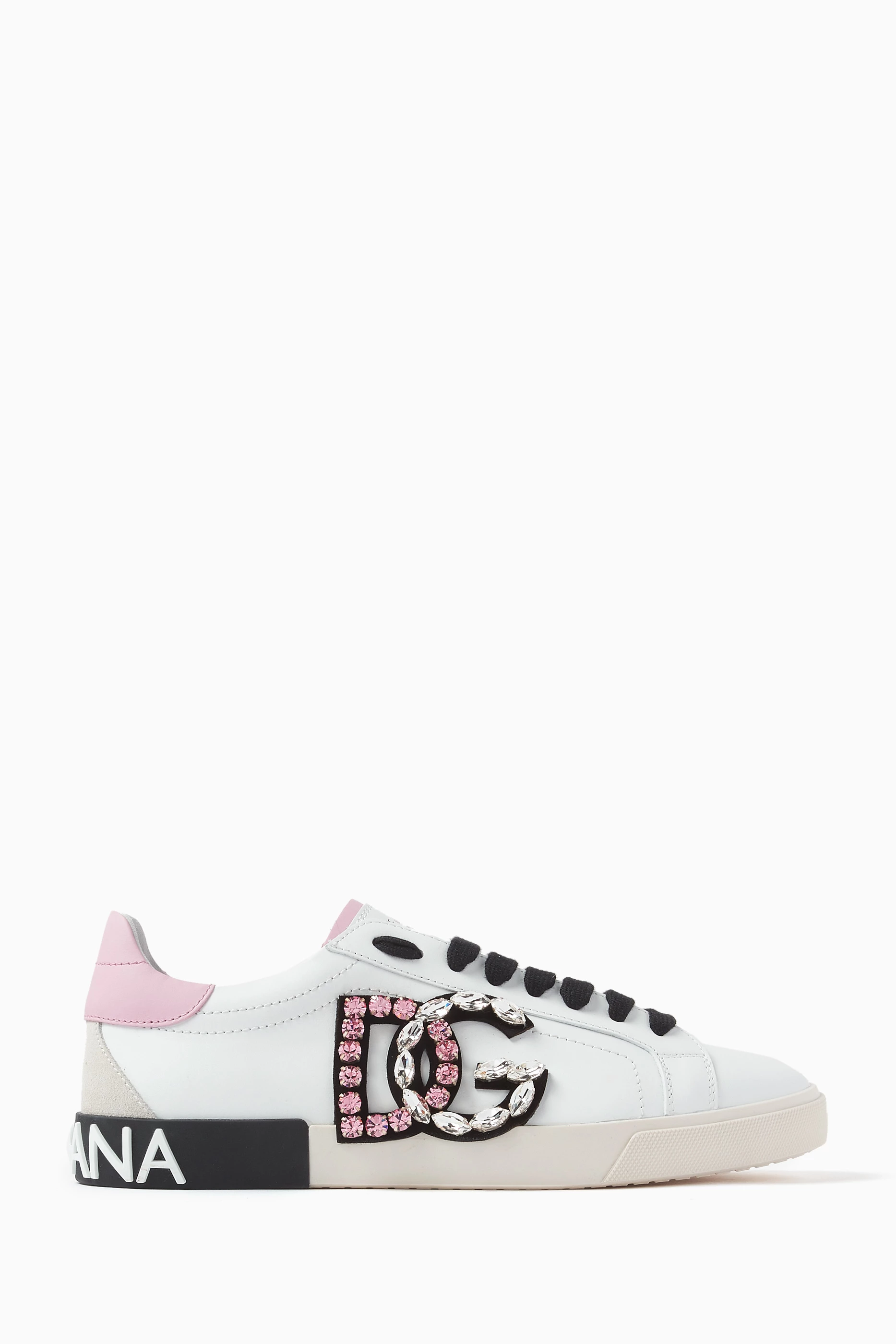 Buy Dolce Gabbana Pink Portofino Low top Sneakers in Calfskin