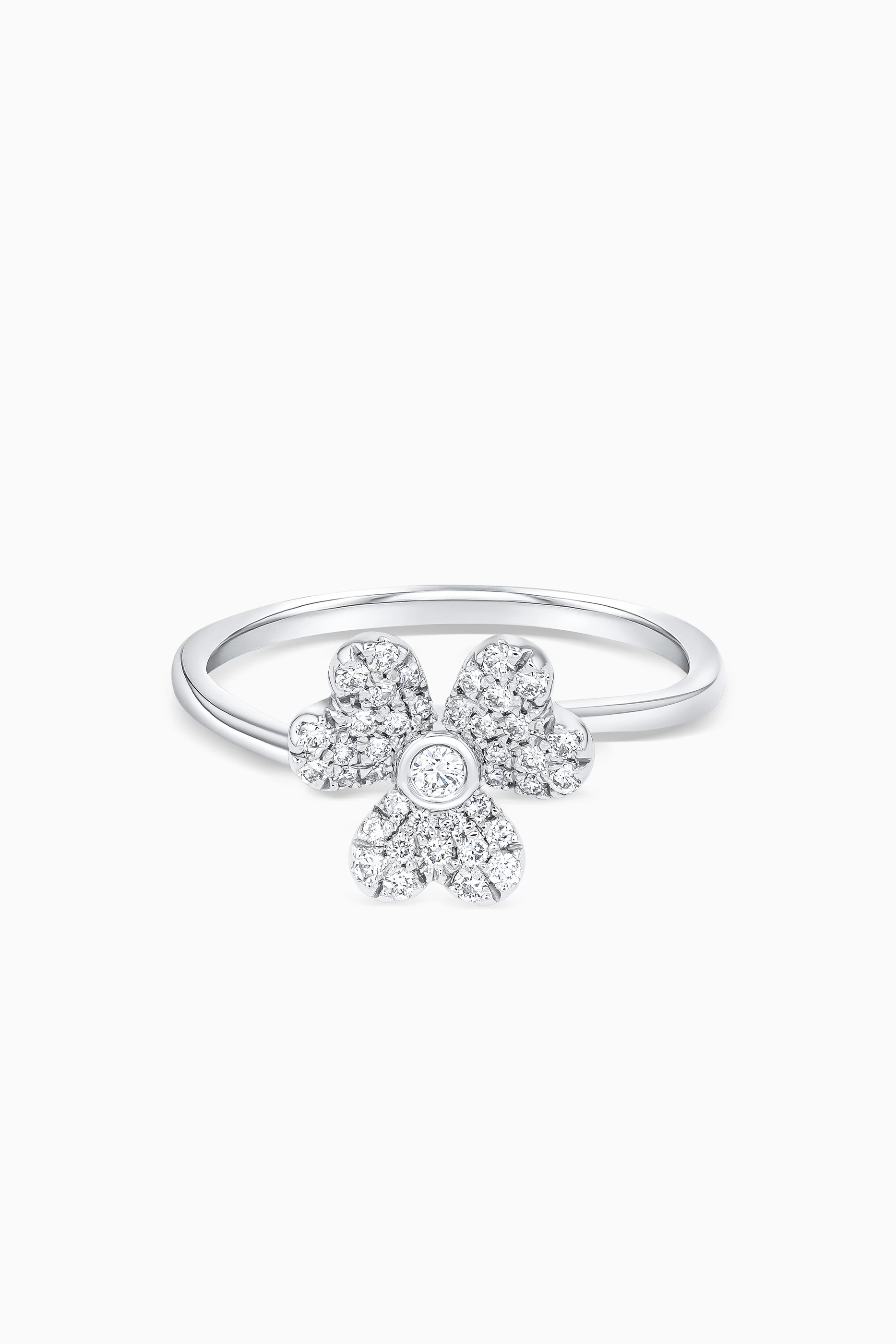 Diamond flower ring white gold cheap