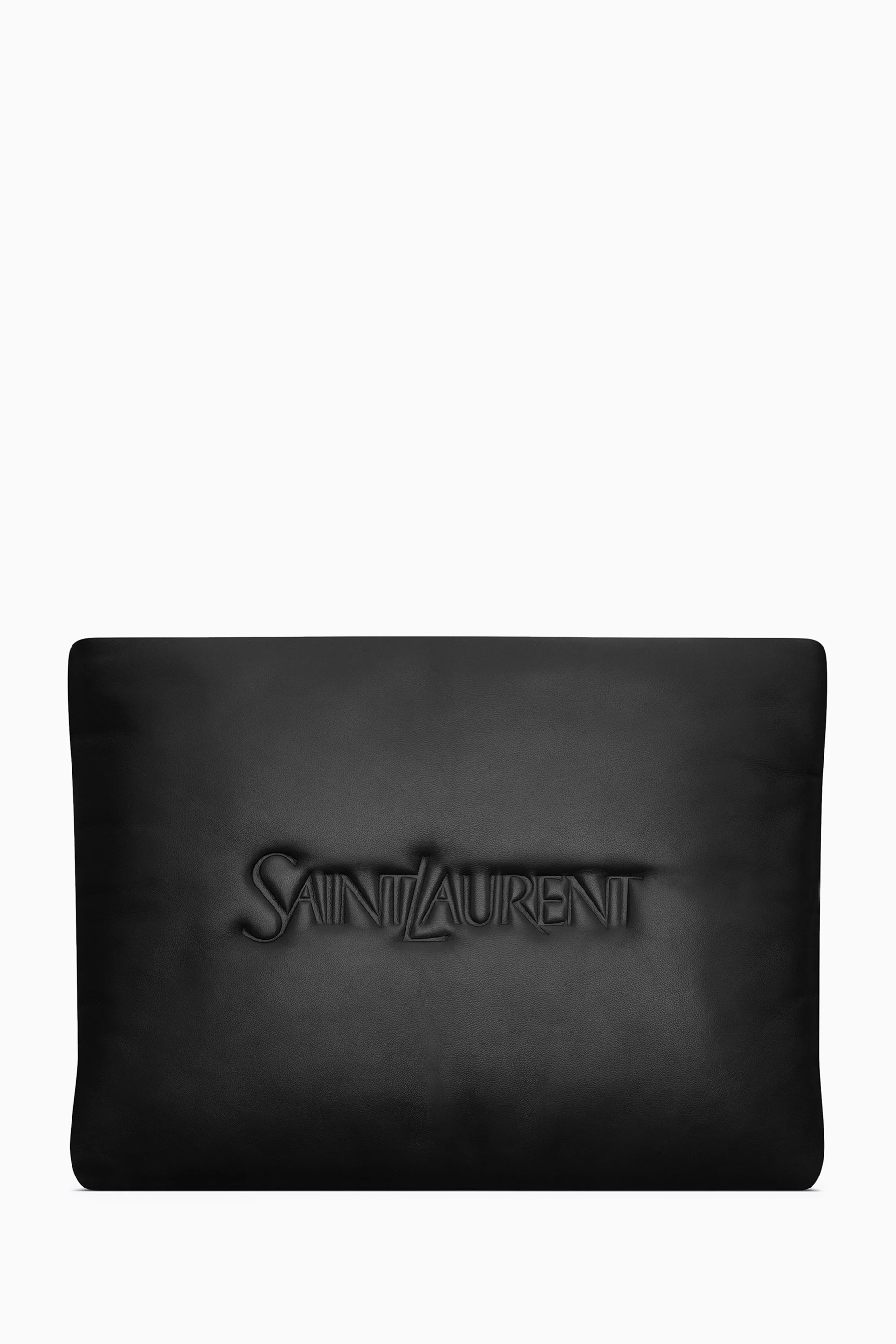 Buy SAINT LAURENT Black Large Puffy Pouch in Lambskin for Men in
