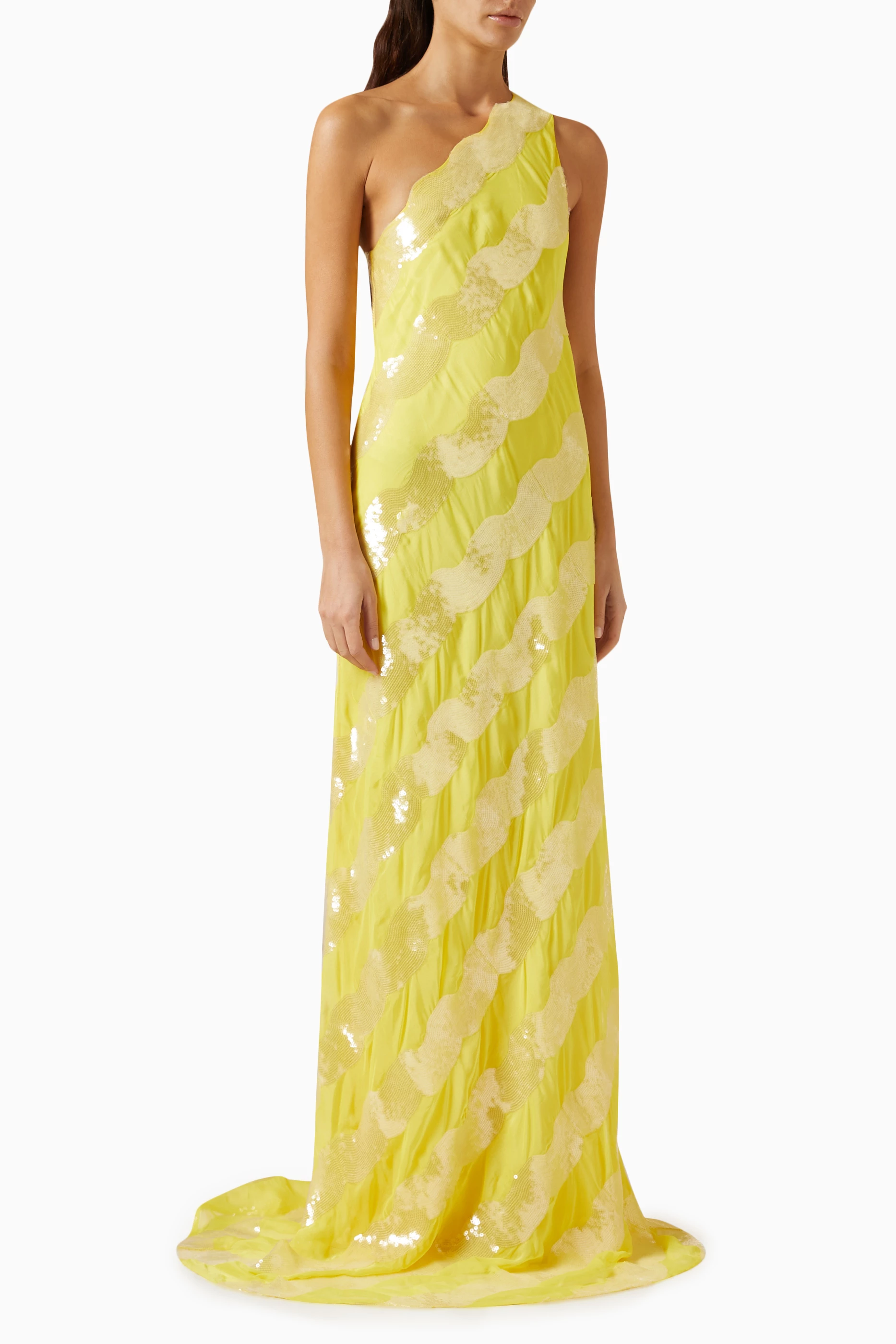 One sleeve discount yellow dress