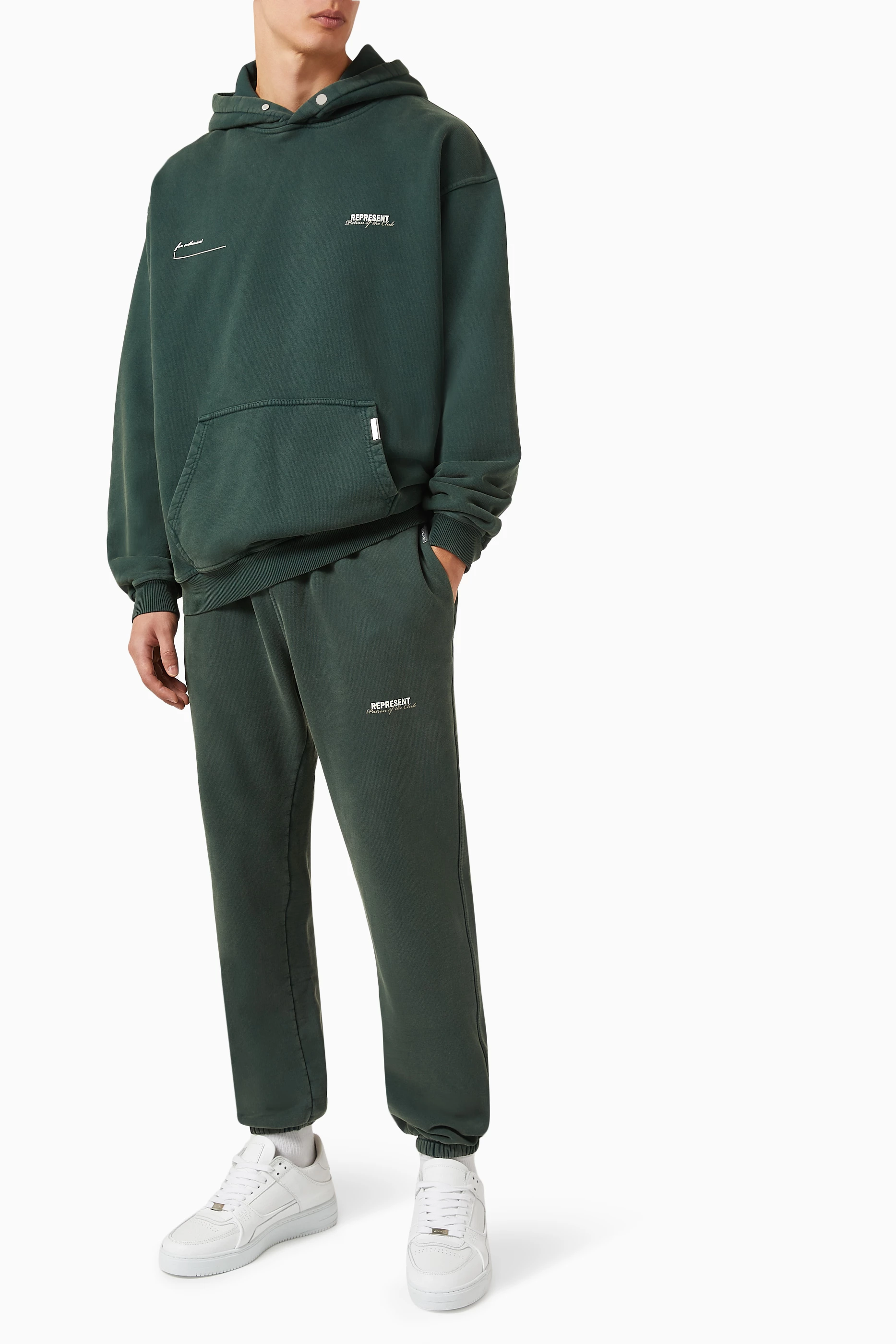 Buy Represent Green Screen Print Sweatpants in Cotton for Men in