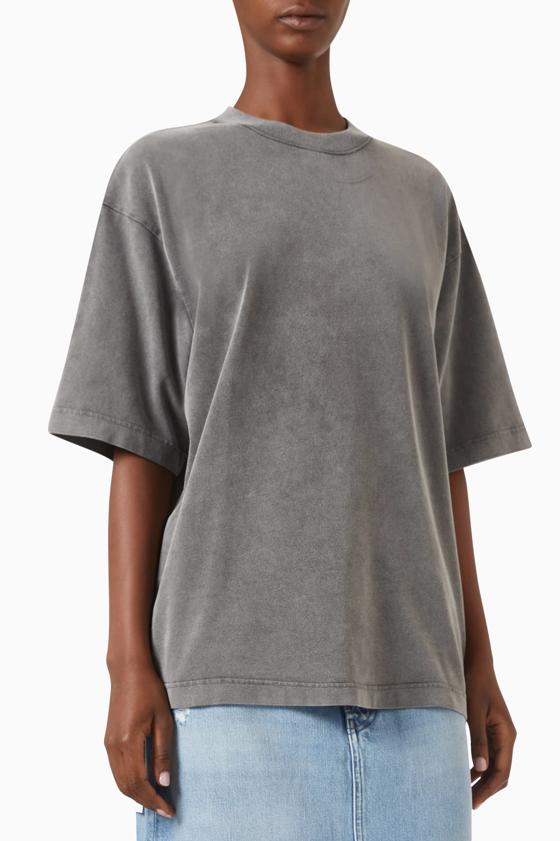 Buy Acne Studios Black Crewneck T shirt in Organic Cotton for