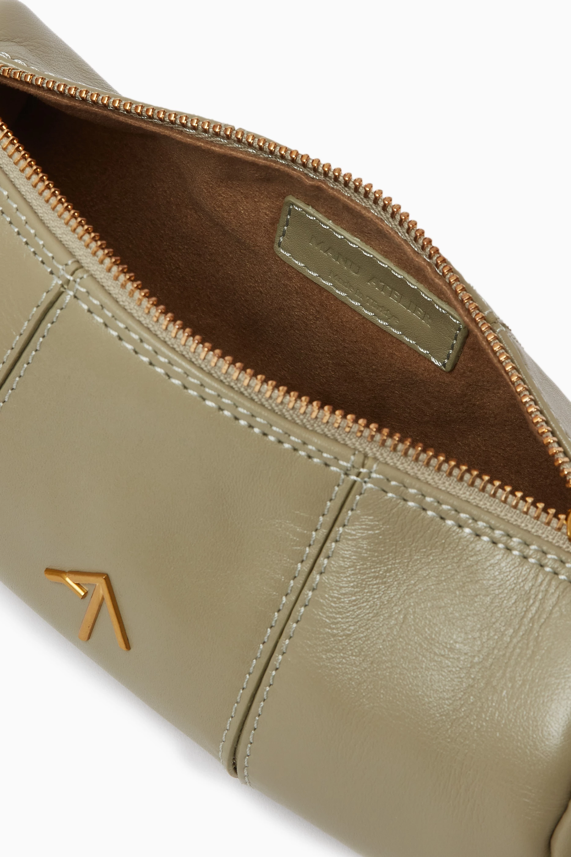 Buy Manu Atelier Green Mini Cylinder Shoulder Bag in Calf Leather