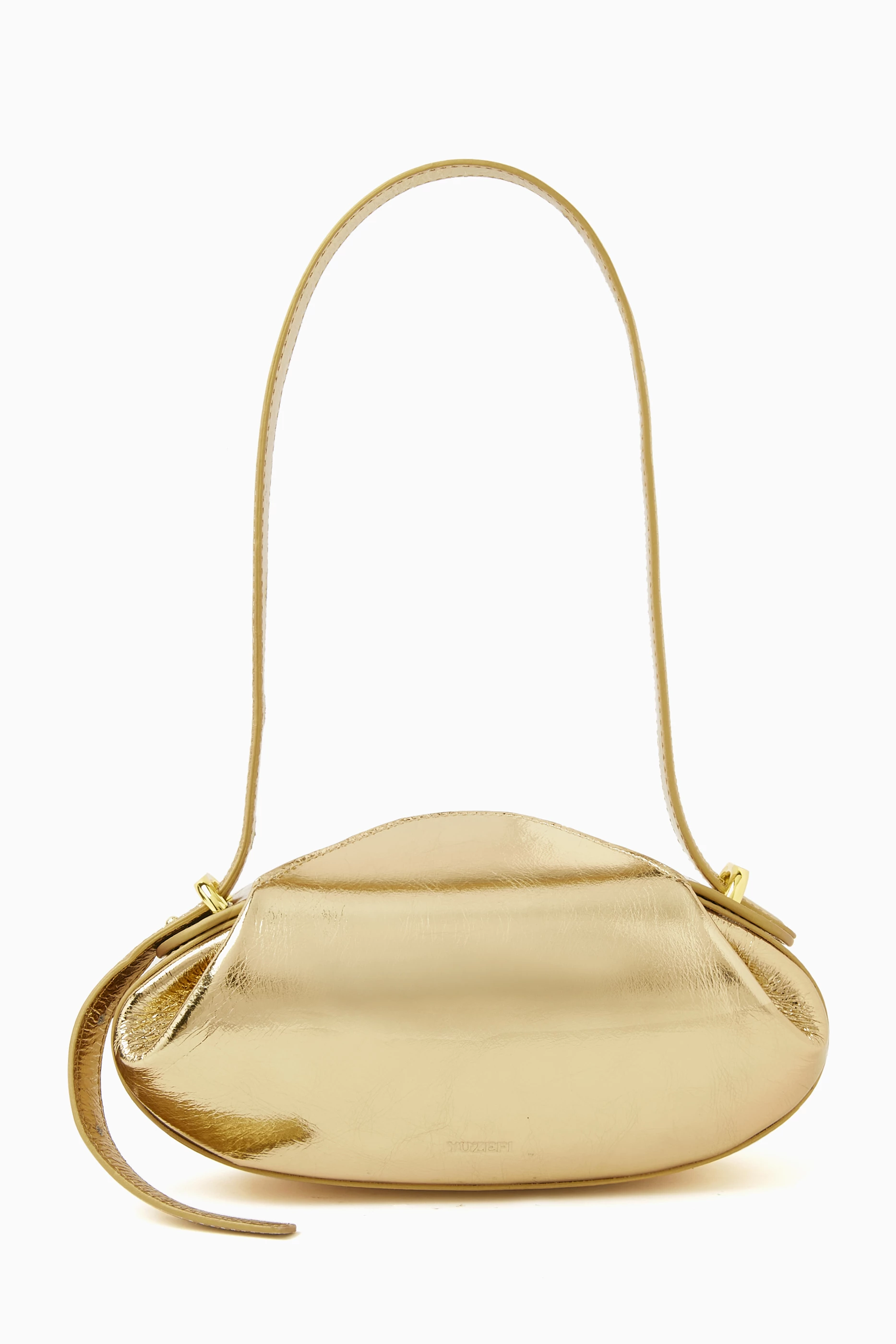 Buy YUZEFI Gold Small Dinner Roll Shoulder Bag in Smooth Leather