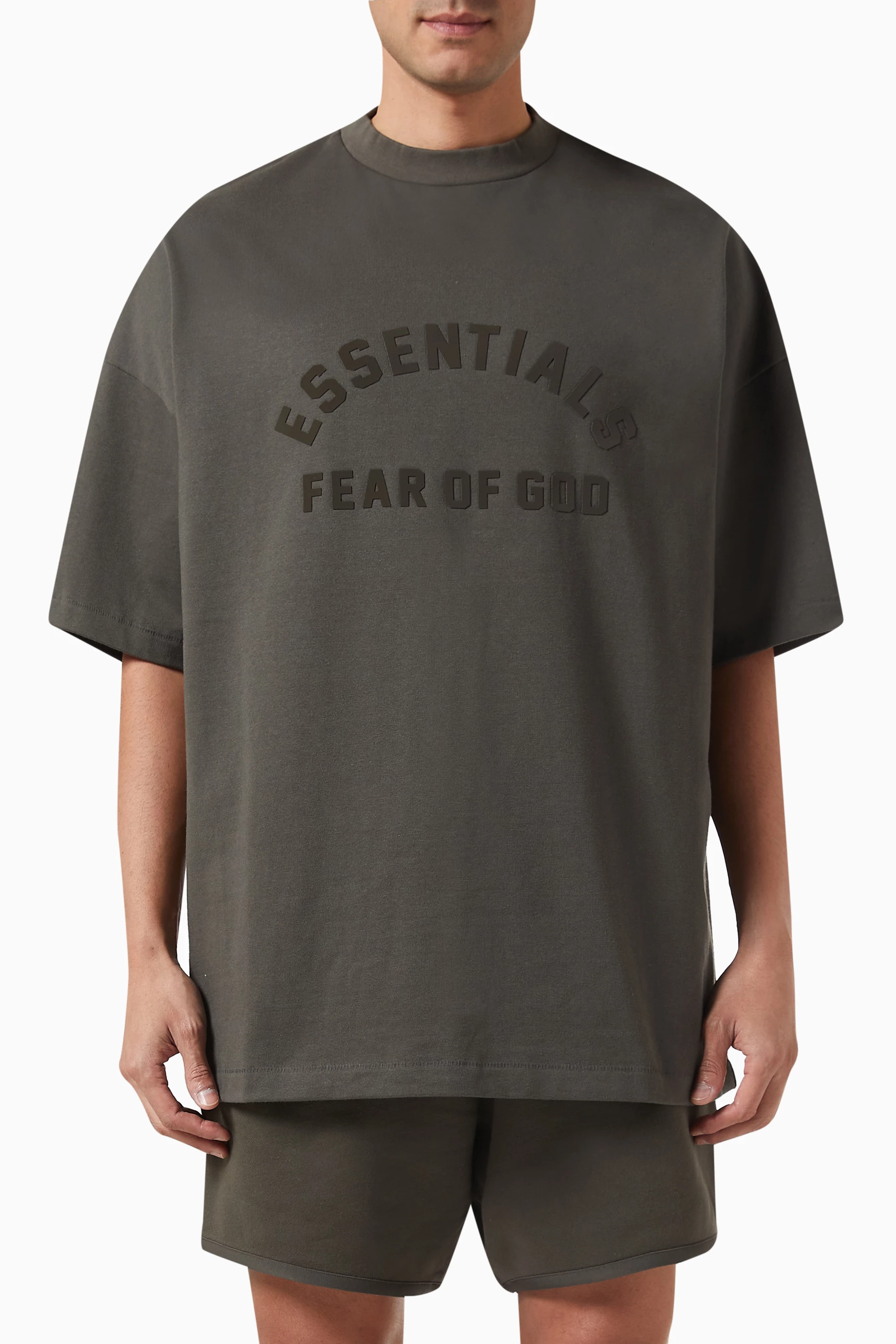 Buy Fear of God Essentials Grey Essentials Crewneck T-shirt in