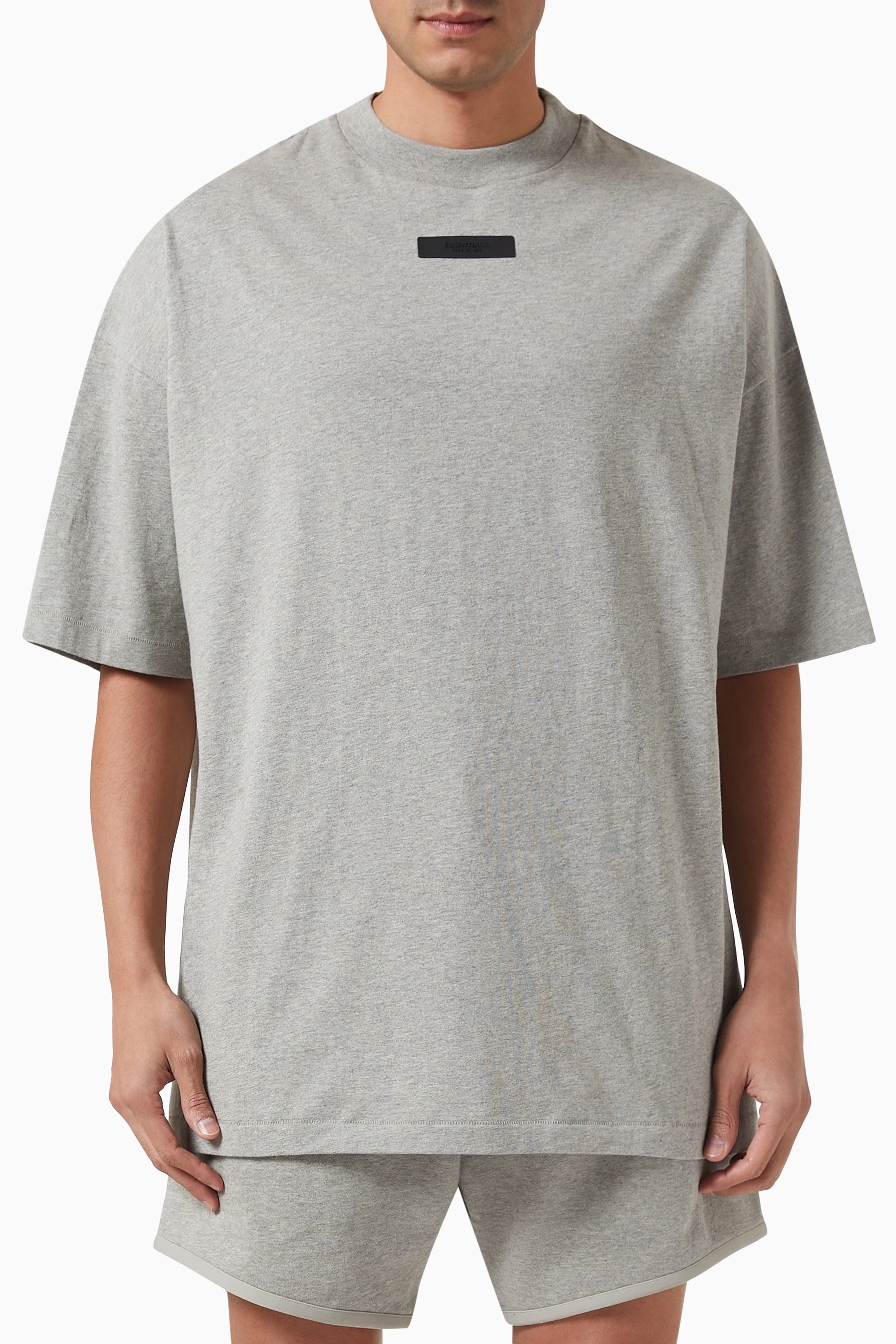 Buy Fear of God Essentials Grey Crewneck T shirt in Cotton jersey